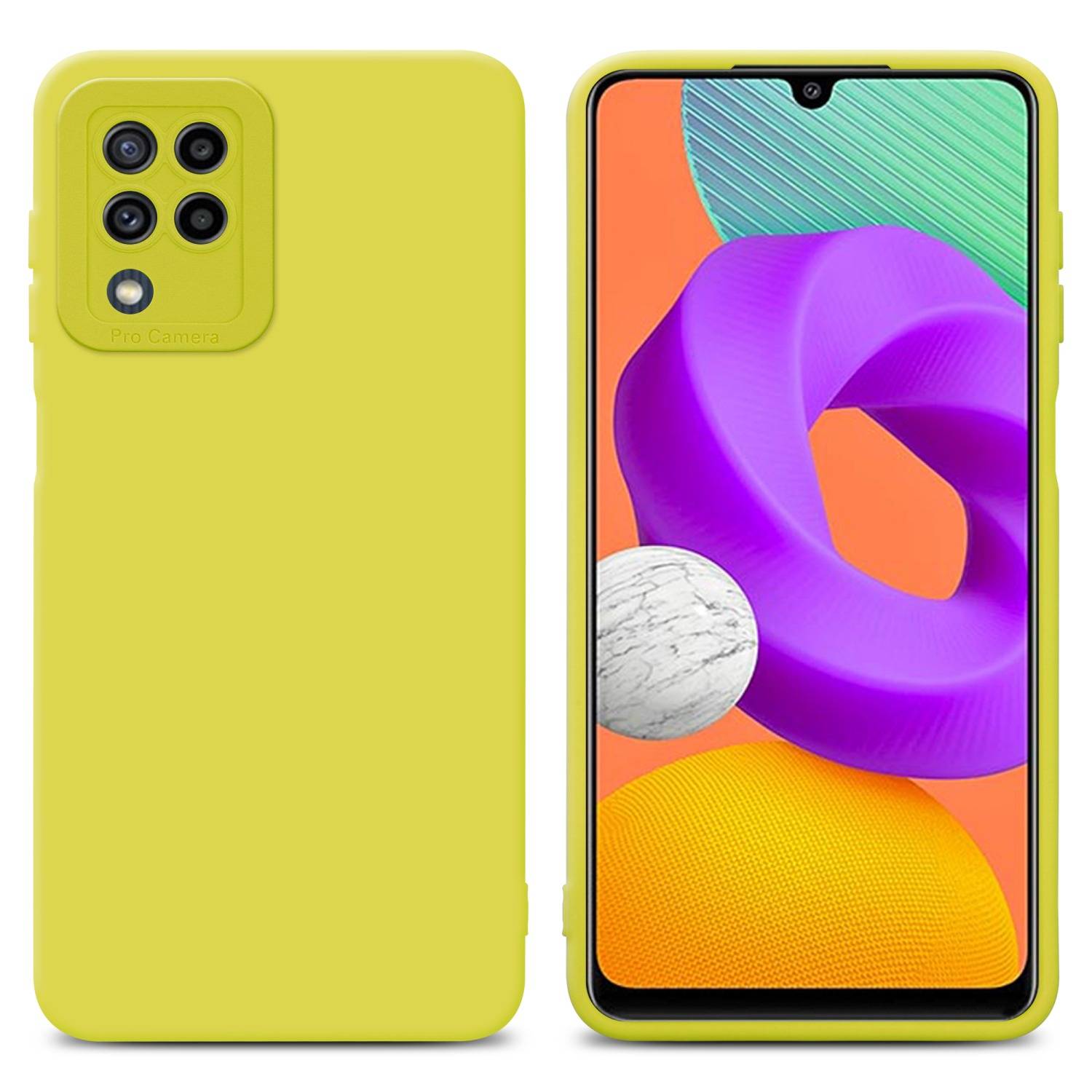 Cadorabo Hülle für Samsung Galaxy M22 / M32 4G Schutz Hülle in Gelb TPU Silikon Etui Case Handyhülle