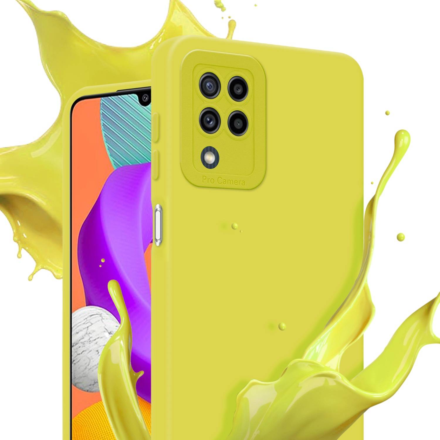 Cadorabo Hülle für Samsung Galaxy M22 / M32 4G Schutz Hülle in Gelb TPU Silikon Etui Case Handyhülle
