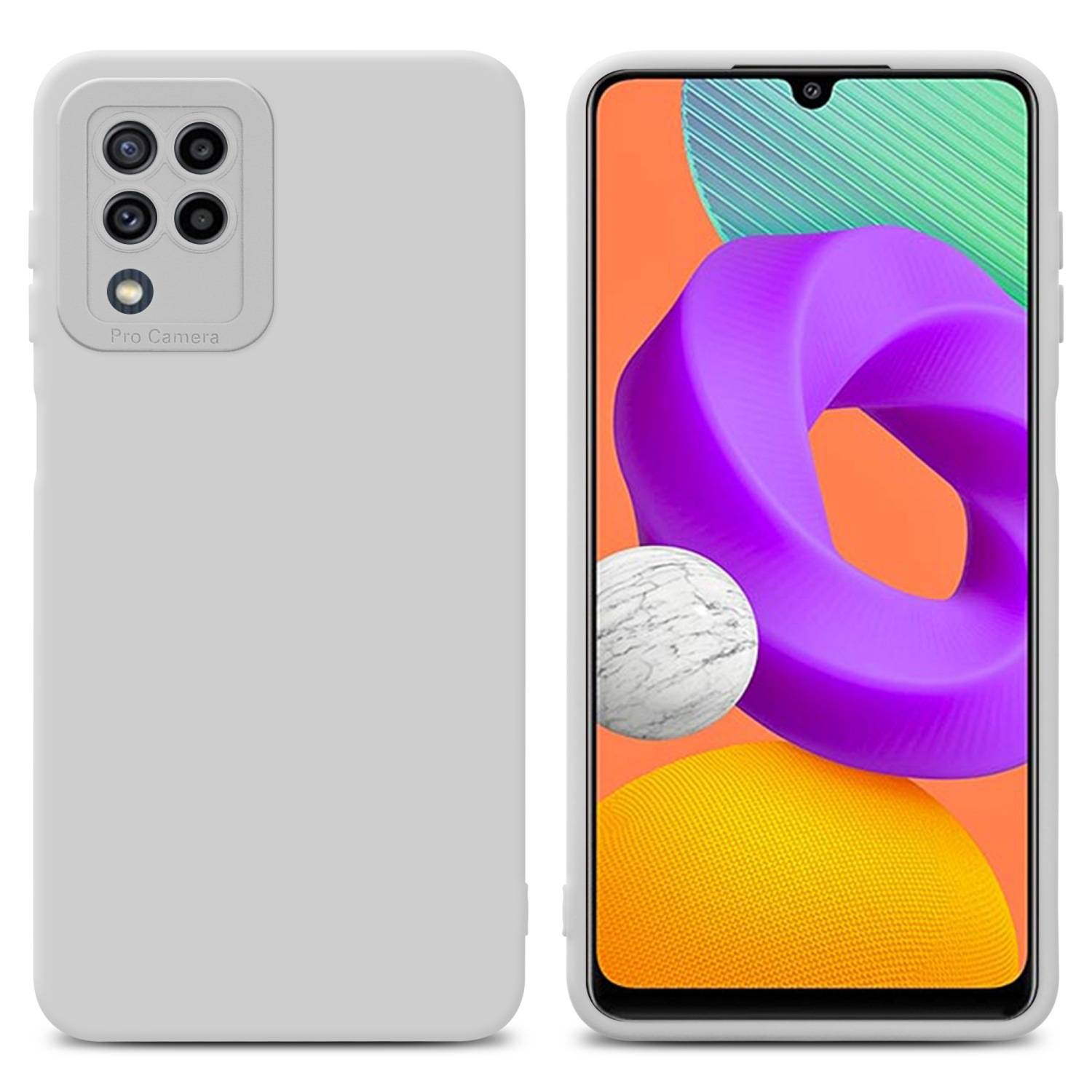 Cadorabo Hülle für Samsung Galaxy M22 / M32 4G Schutz Hülle in Weiß TPU Silikon Etui Case Handyhülle