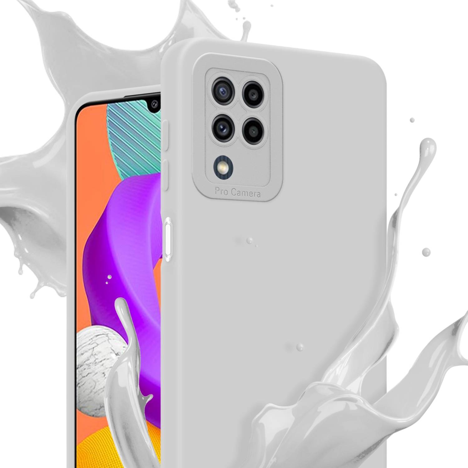 Cadorabo Hülle für Samsung Galaxy M22 / M32 4G Schutz Hülle in Weiß TPU Silikon Etui Case Handyhülle