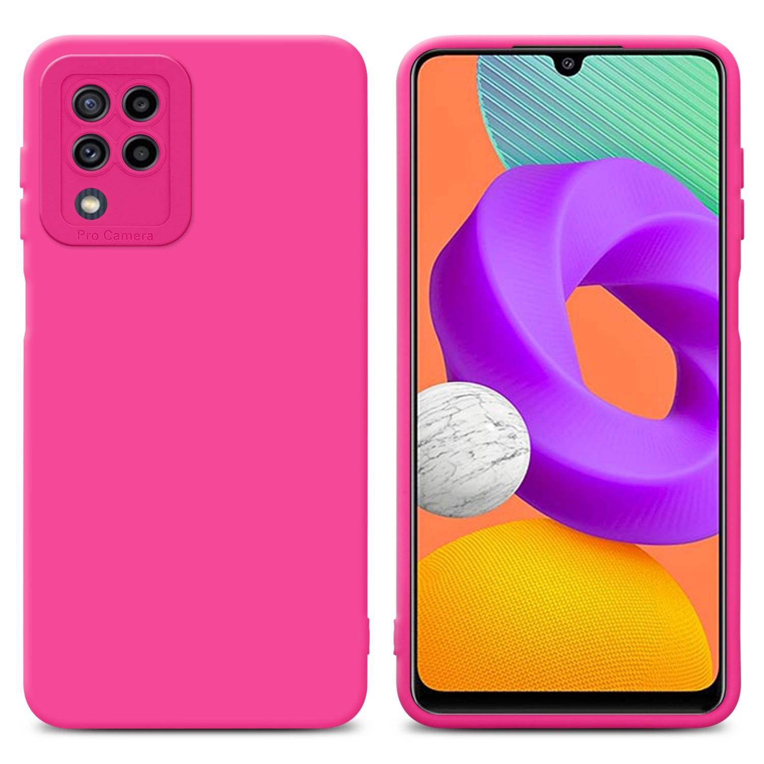 Cadorabo Hülle für Samsung Galaxy M22 / M32 4G Schutz Hülle in Pink TPU Silikon Etui Case Handyhülle