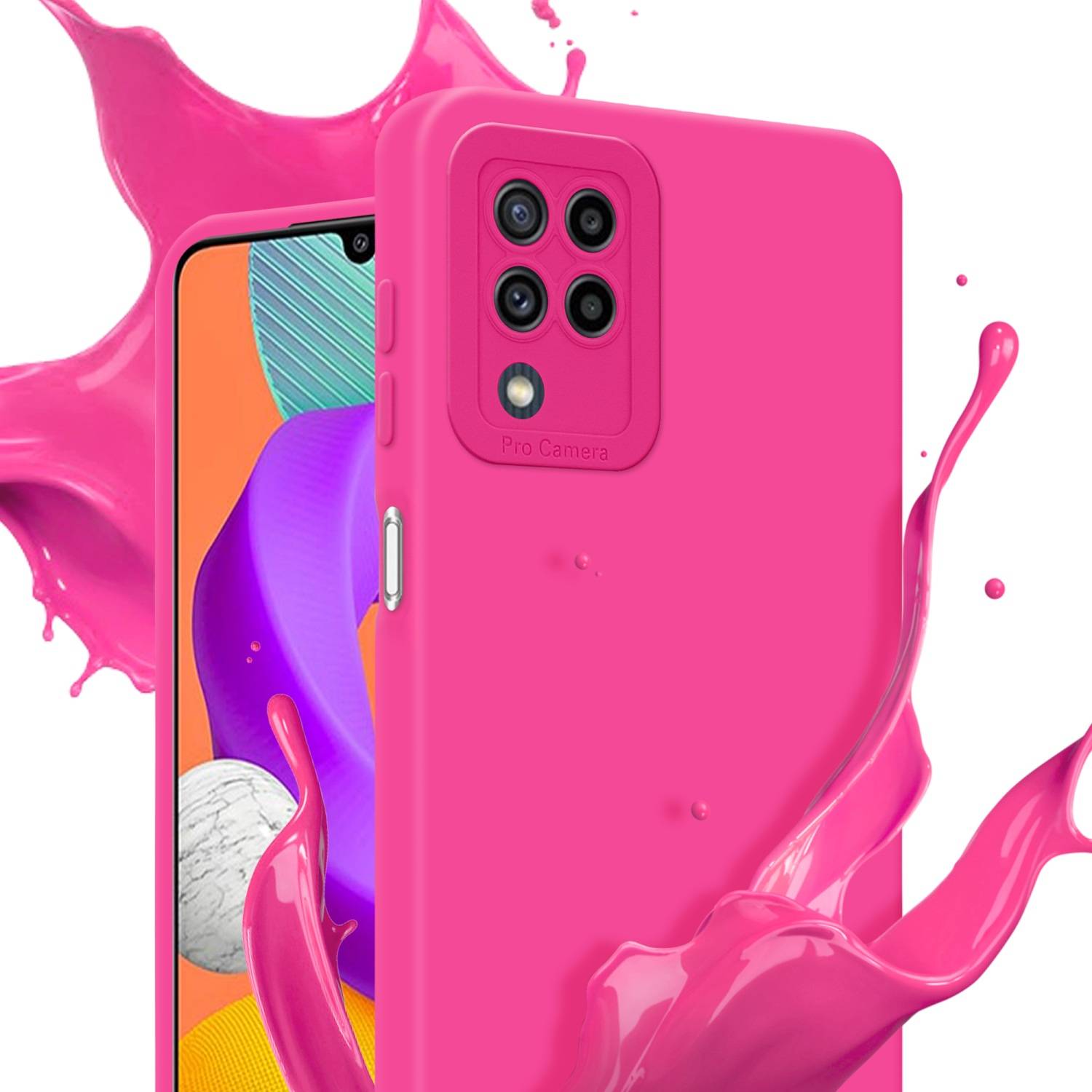 Cadorabo Hülle für Samsung Galaxy M22 / M32 4G Schutz Hülle in Pink TPU Silikon Etui Case Handyhülle