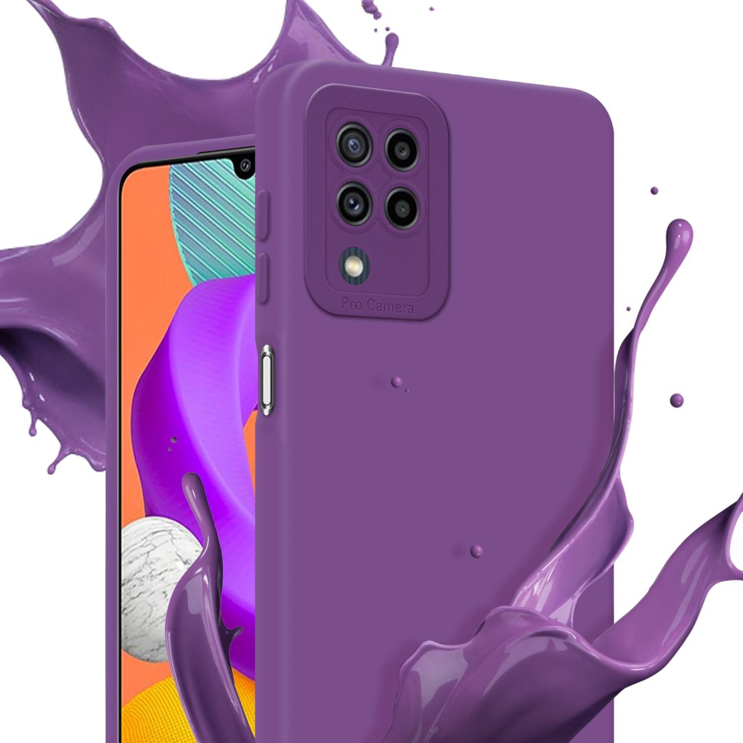 Cadorabo Hülle für Samsung Galaxy M22 / M32 4G Schutz Hülle in Lila TPU Silikon Etui Case Handyhülle