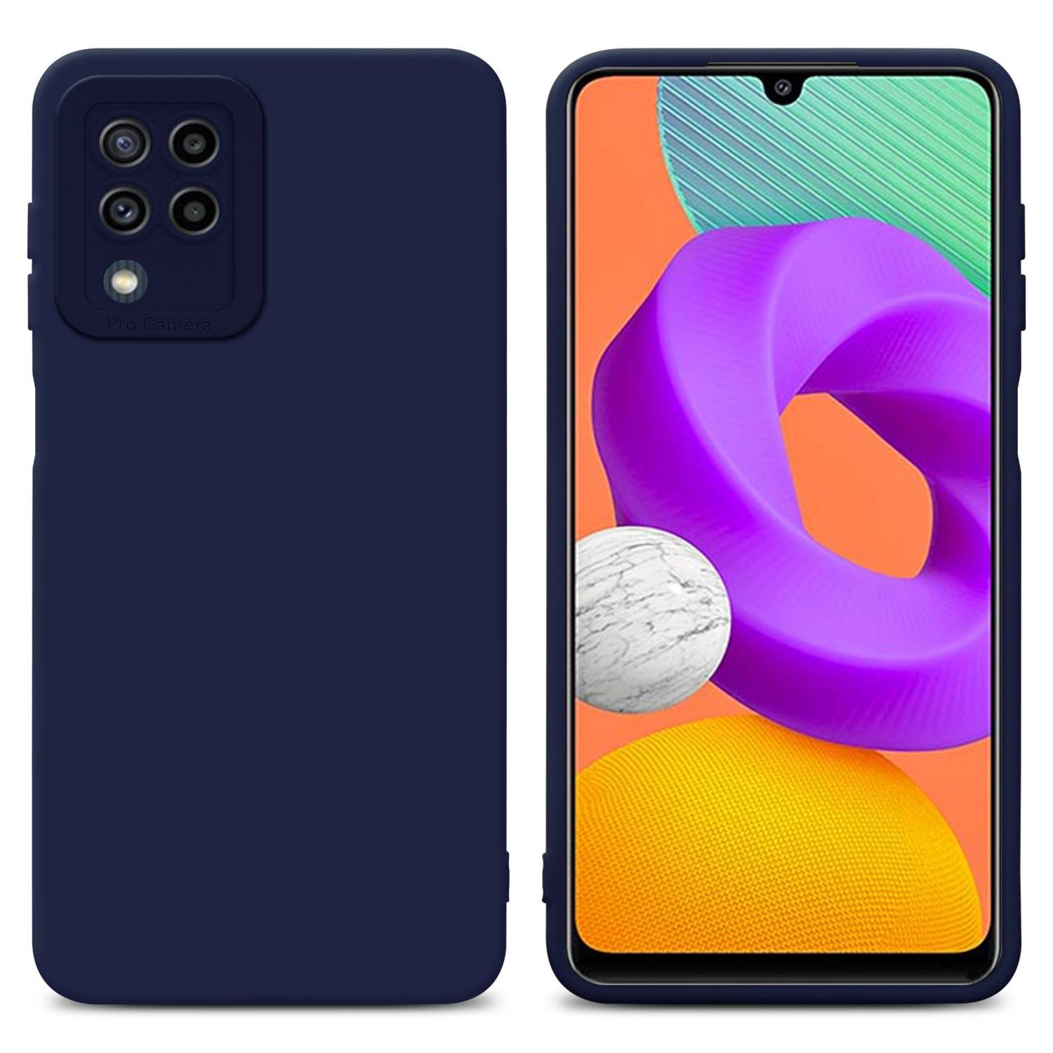 Cadorabo Hülle für Samsung Galaxy M22 / M32 4G Schutz Hülle in Blau TPU Silikon Etui Case Handyhülle