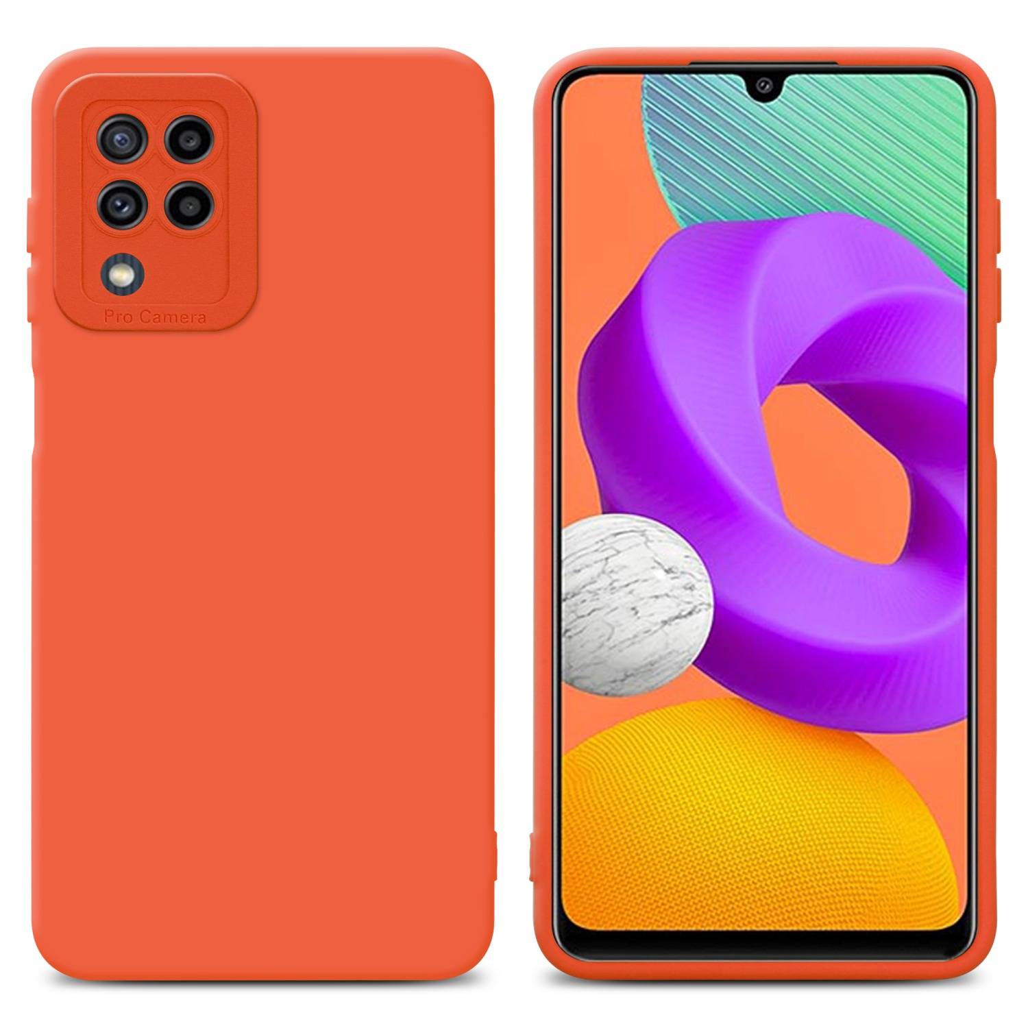 Cadorabo Hülle für Samsung Galaxy M22 / M32 4G Schutz Hülle in Orange TPU Silikon Etui Case Handyhülle