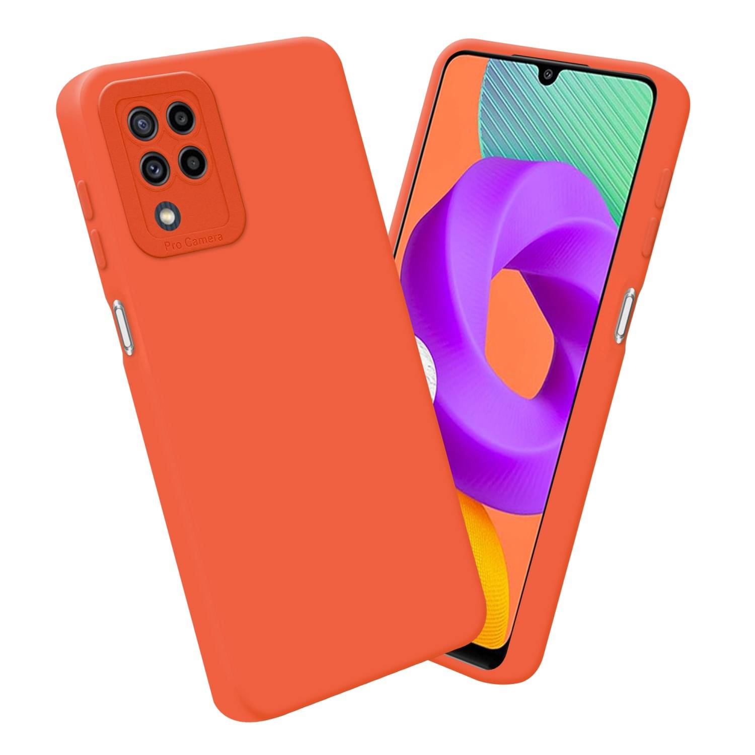 Cadorabo Hülle für Samsung Galaxy M22 / M32 4G Schutz Hülle in Orange TPU Silikon Etui Case Handyhülle