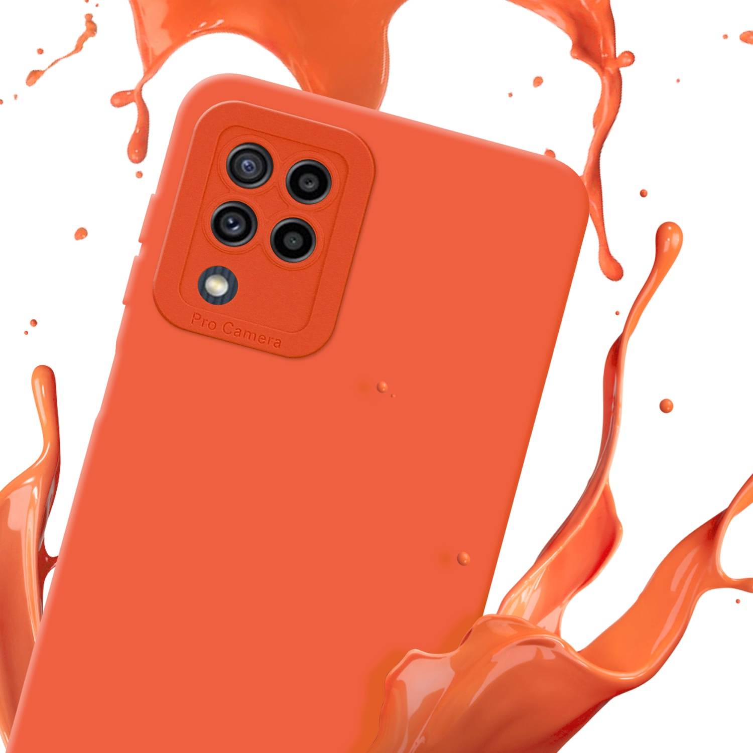 Cadorabo Hülle für Samsung Galaxy M22 / M32 4G Schutz Hülle in Orange TPU Silikon Etui Case Handyhülle