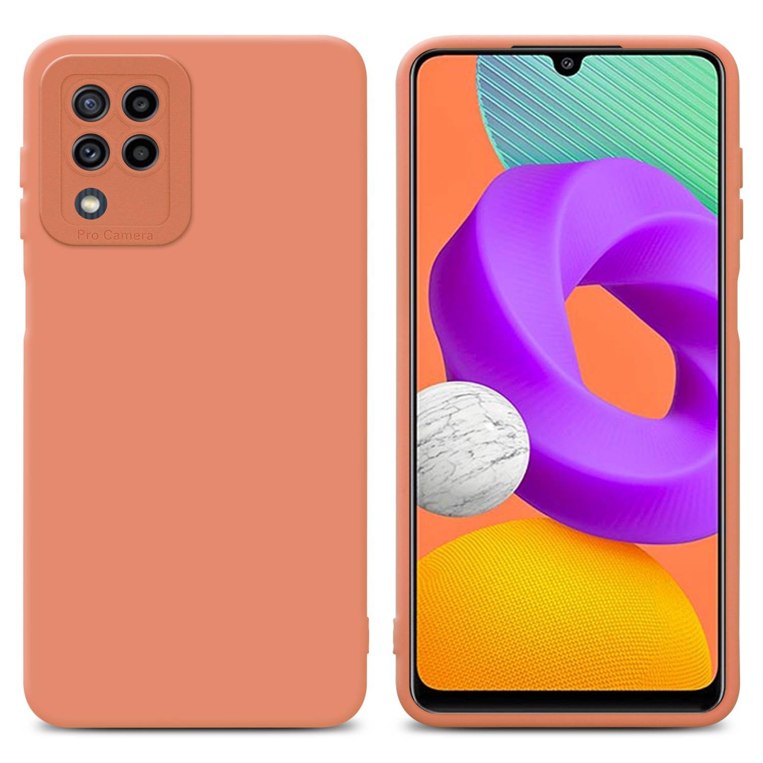 Cadorabo Hülle für Samsung Galaxy M22 / M32 4G Schutz Hülle in Orange TPU Silikon Etui Case Handyhülle