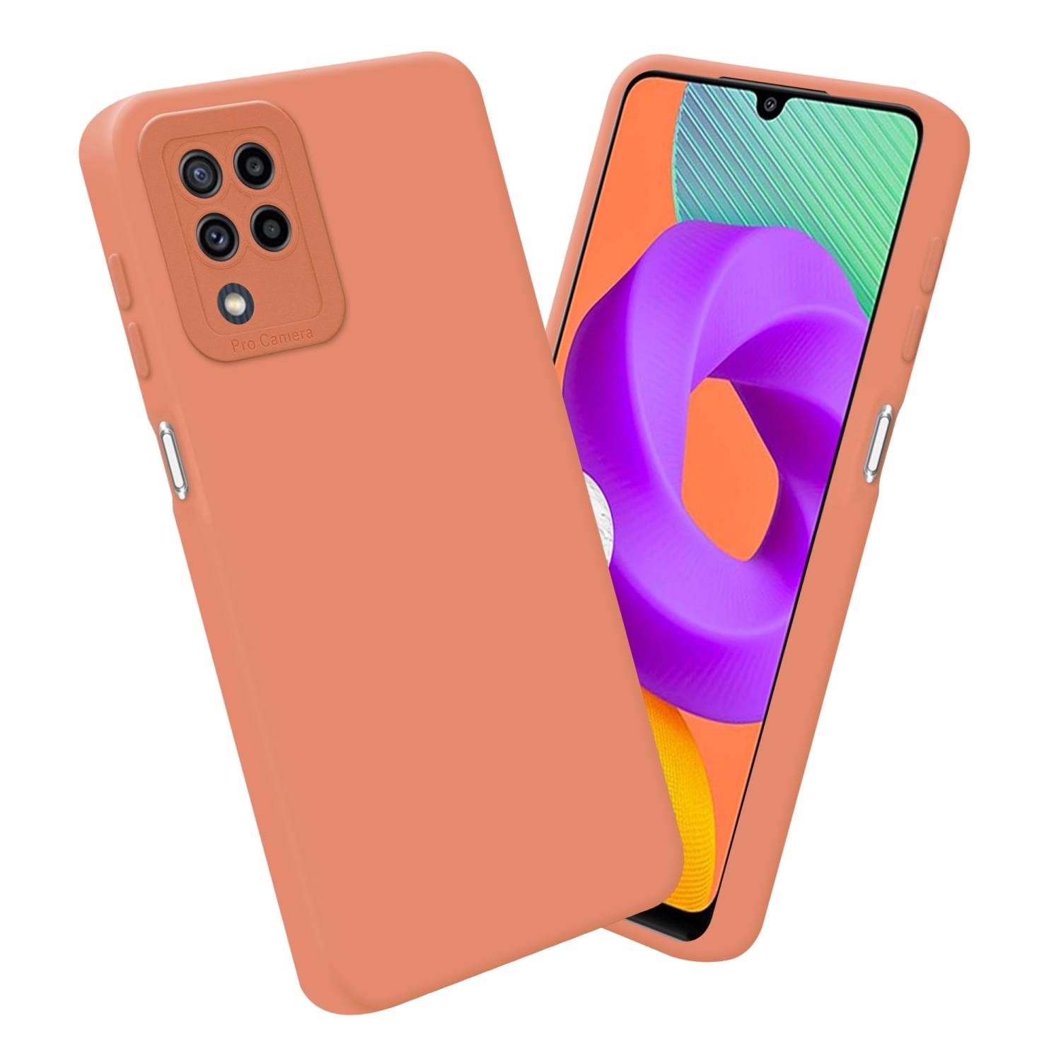Cadorabo Hülle für Samsung Galaxy M22 / M32 4G Schutz Hülle in Orange TPU Silikon Etui Case Handyhülle