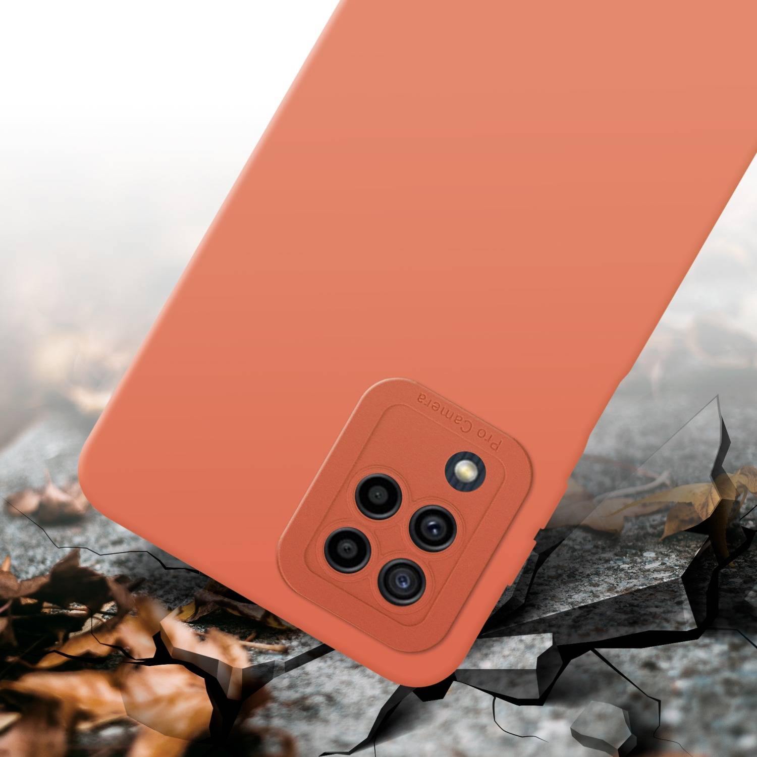 Cadorabo Hülle für Samsung Galaxy M22 / M32 4G Schutz Hülle in Orange TPU Silikon Etui Case Handyhülle