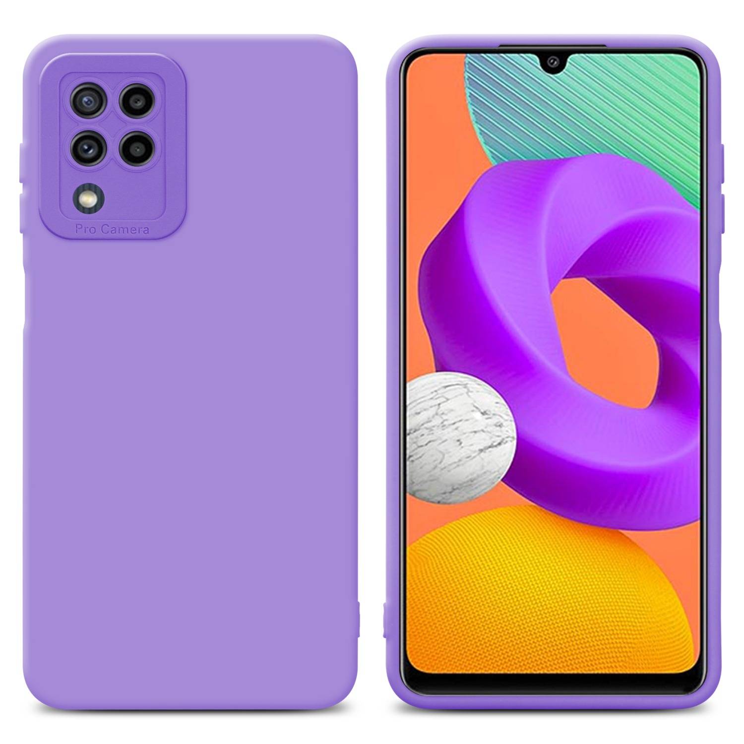 Cadorabo Hülle für Samsung Galaxy M22 / M32 4G Schutz Hülle in Lila TPU Silikon Etui Case Handyhülle
