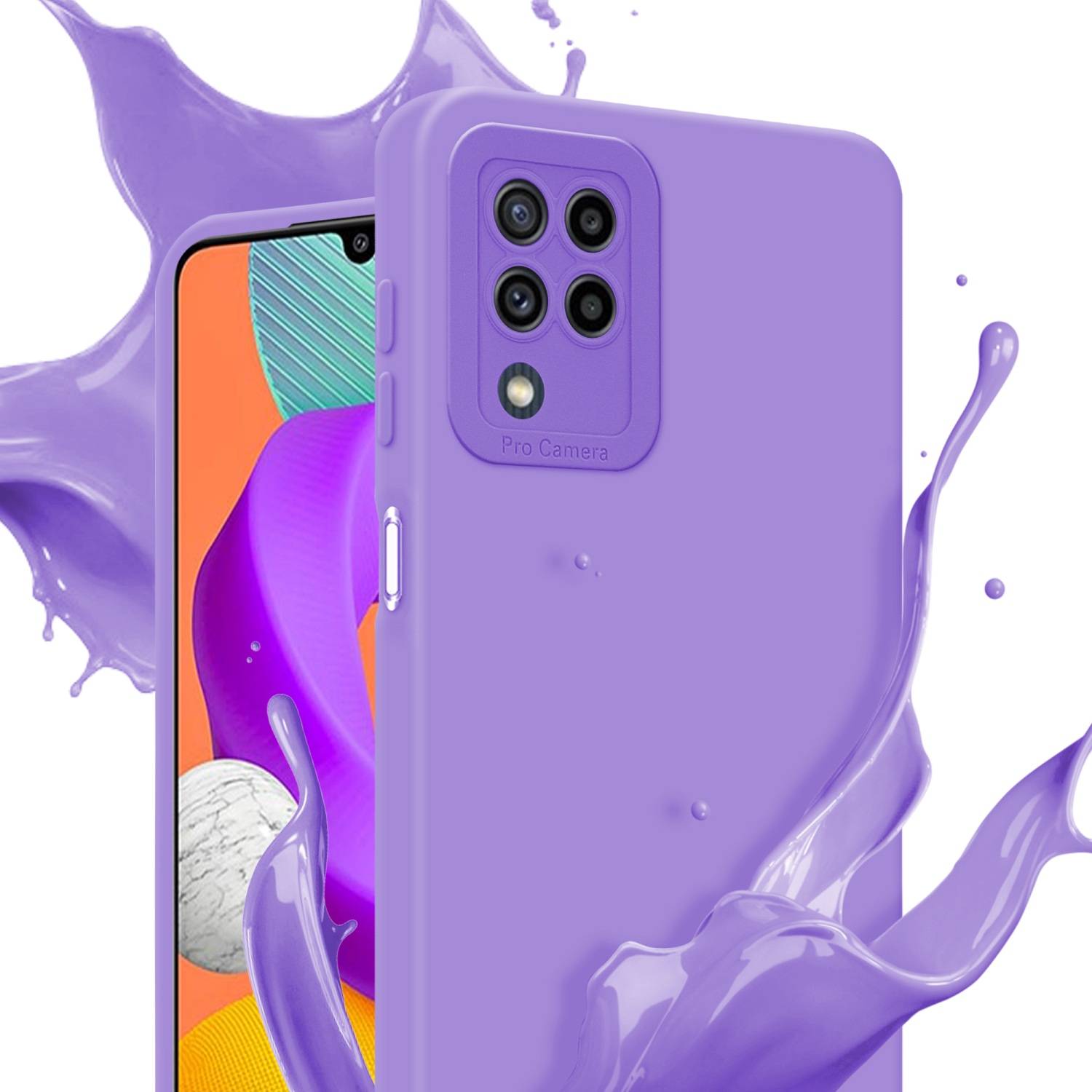 Cadorabo Hülle für Samsung Galaxy M22 / M32 4G Schutz Hülle in Lila TPU Silikon Etui Case Handyhülle
