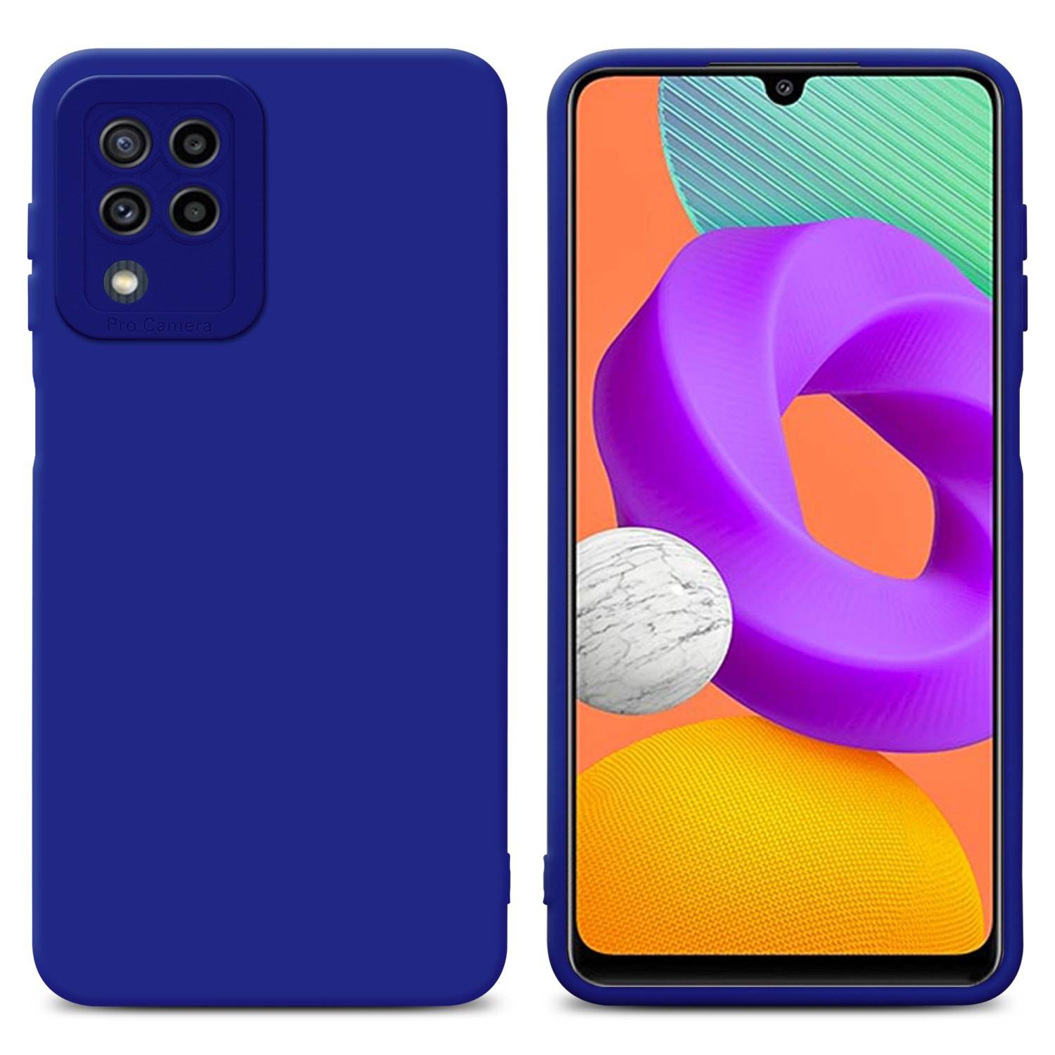 Cadorabo Hülle für Samsung Galaxy M22 / M32 4G Schutz Hülle in Blau TPU Silikon Etui Case Handyhülle