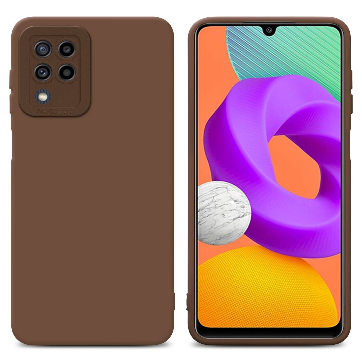 Cadorabo Hülle für Samsung Galaxy M22 / M32 4G Schutz Hülle in Braun TPU Silikon Etui Case Handyhülle