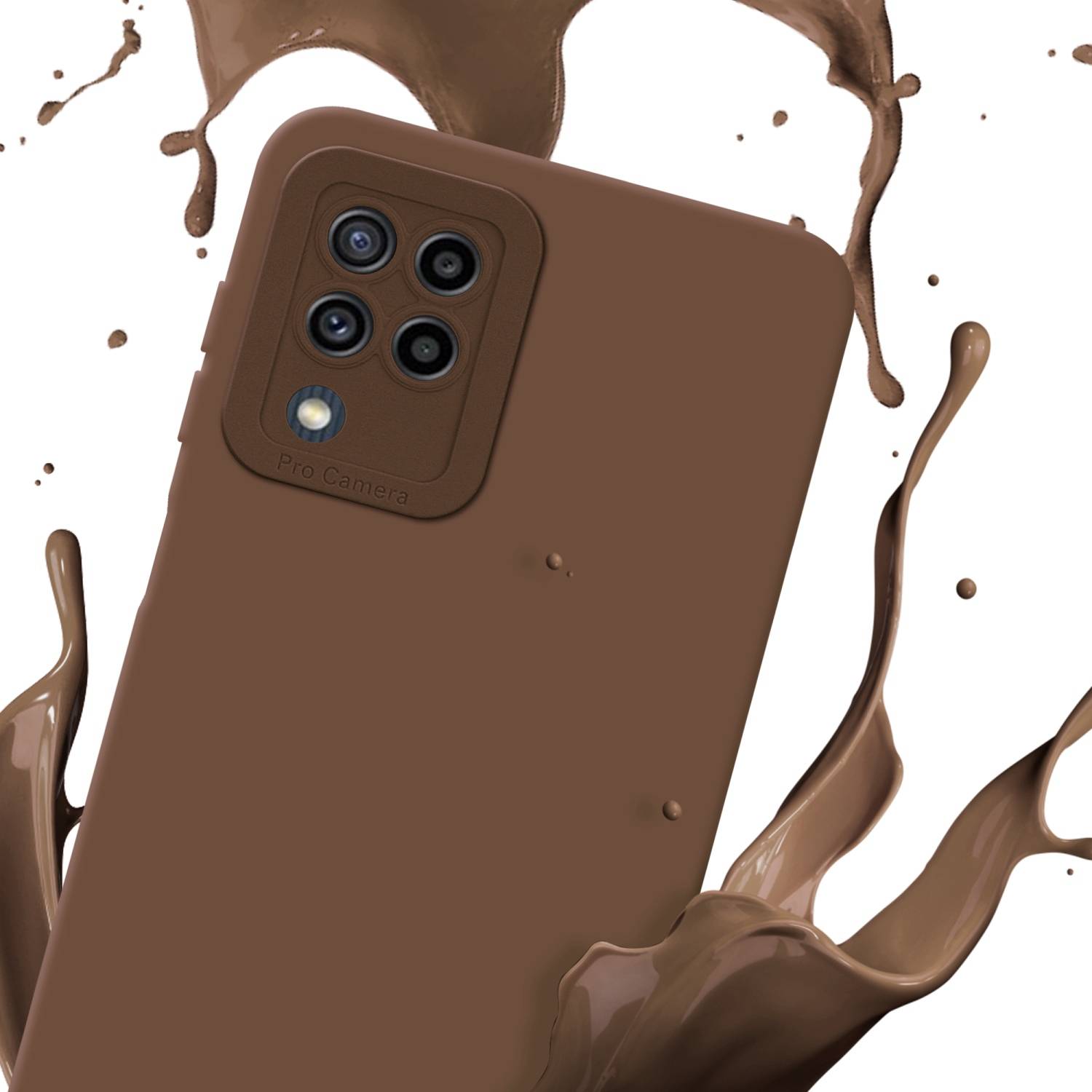 Cadorabo Hülle für Samsung Galaxy M22 / M32 4G Schutz Hülle in Braun TPU Silikon Etui Case Handyhülle