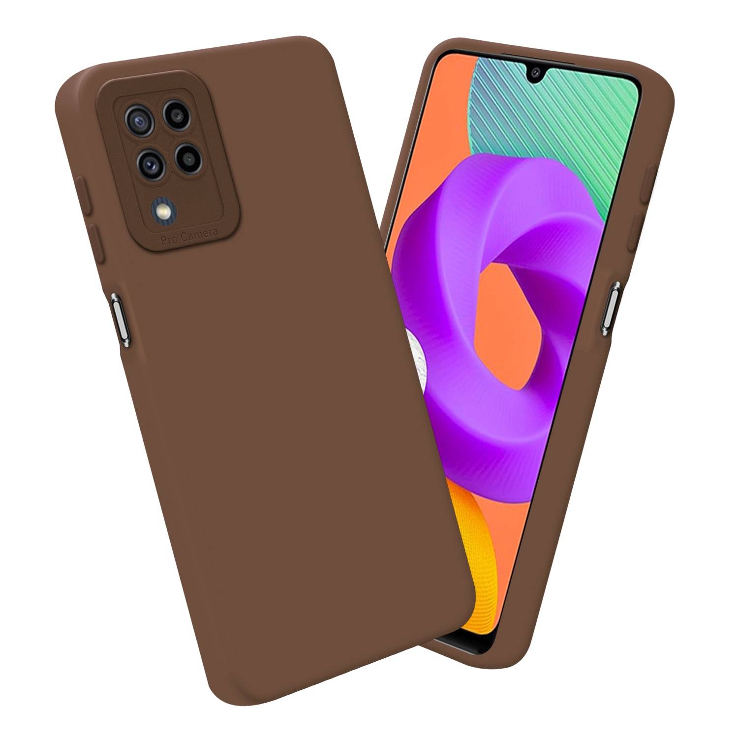 Cadorabo Hülle für Samsung Galaxy M22 / M32 4G Schutz Hülle in Braun TPU Silikon Etui Case Handyhülle