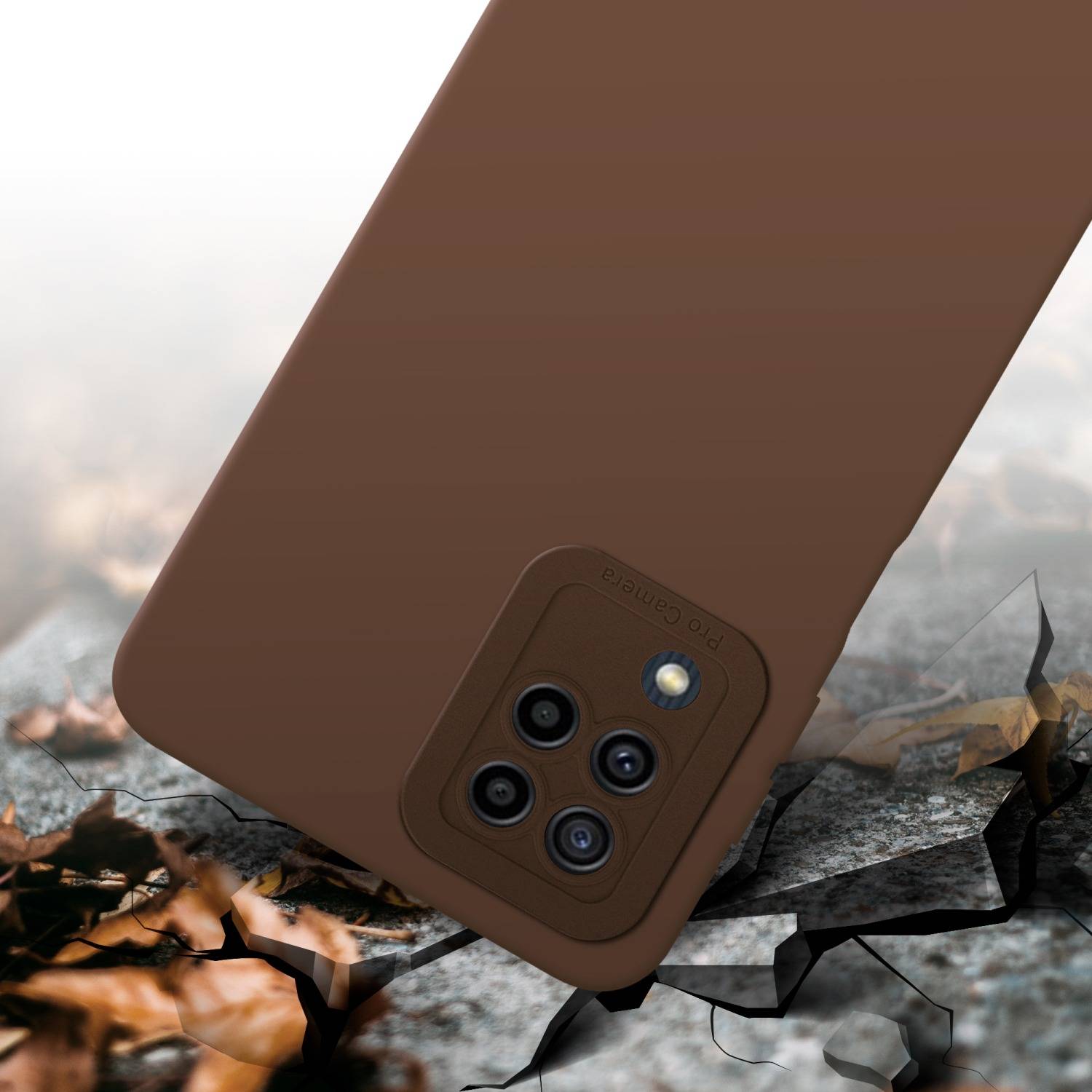 Cadorabo Hülle für Samsung Galaxy M22 / M32 4G Schutz Hülle in Braun TPU Silikon Etui Case Handyhülle