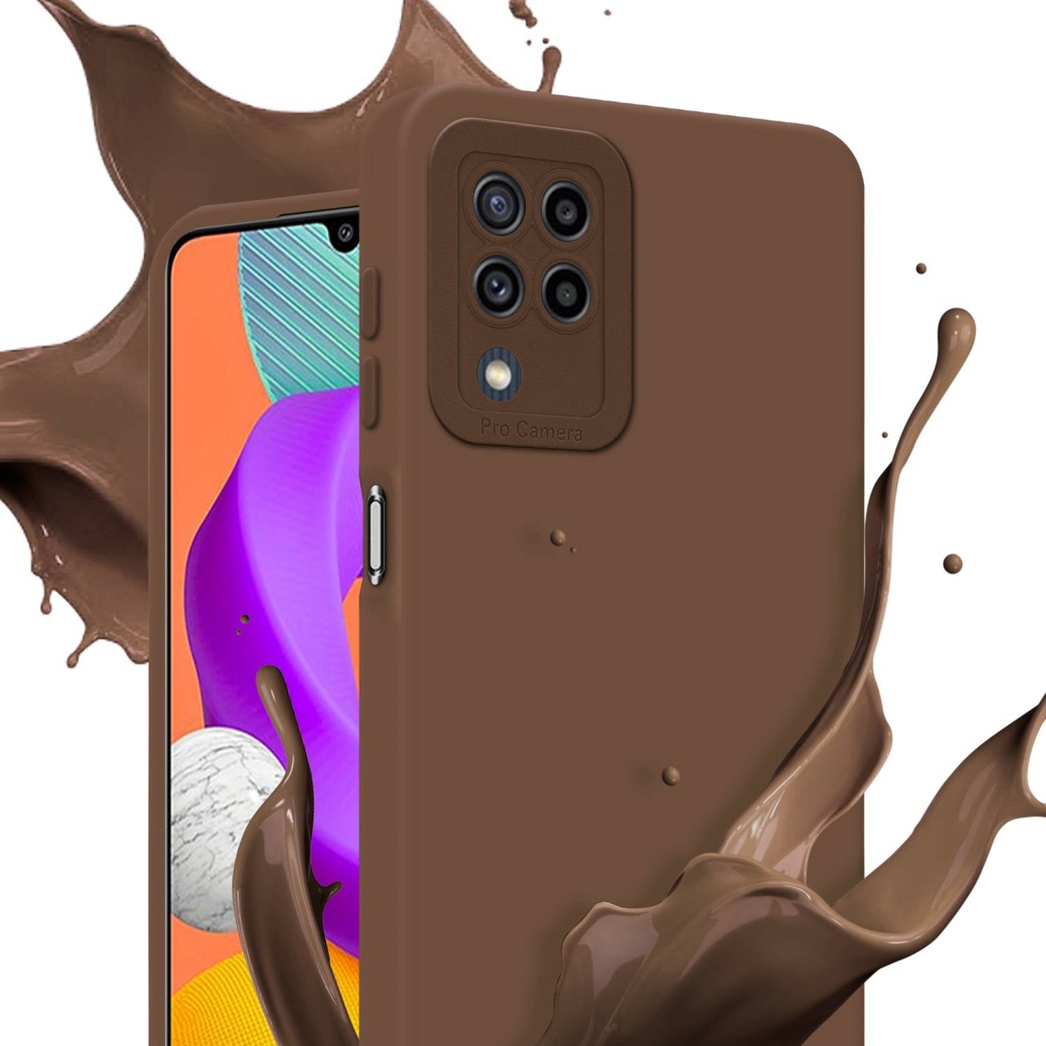 Cadorabo Hülle für Samsung Galaxy M22 / M32 4G Schutz Hülle in Braun TPU Silikon Etui Case Handyhülle