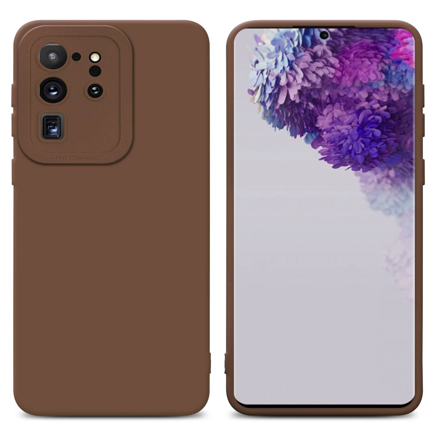Cadorabo Hülle für Samsung Galaxy S20 ULTRA Schutz Hülle in Braun TPU Silikon Etui Case Handyhülle