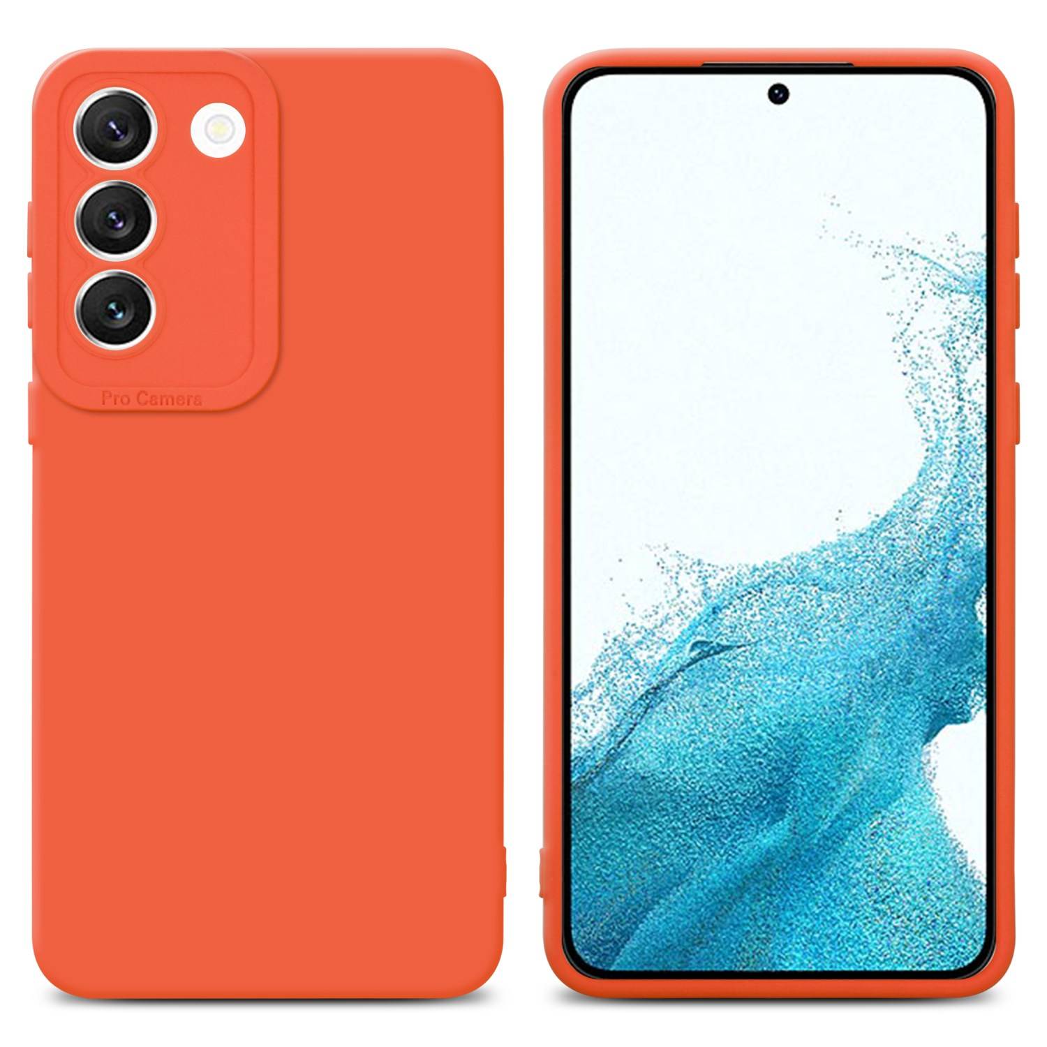 Cadorabo Hülle für Samsung Galaxy S22 Schutz Hülle in Orange TPU Silikon Etui Case Handyhülle