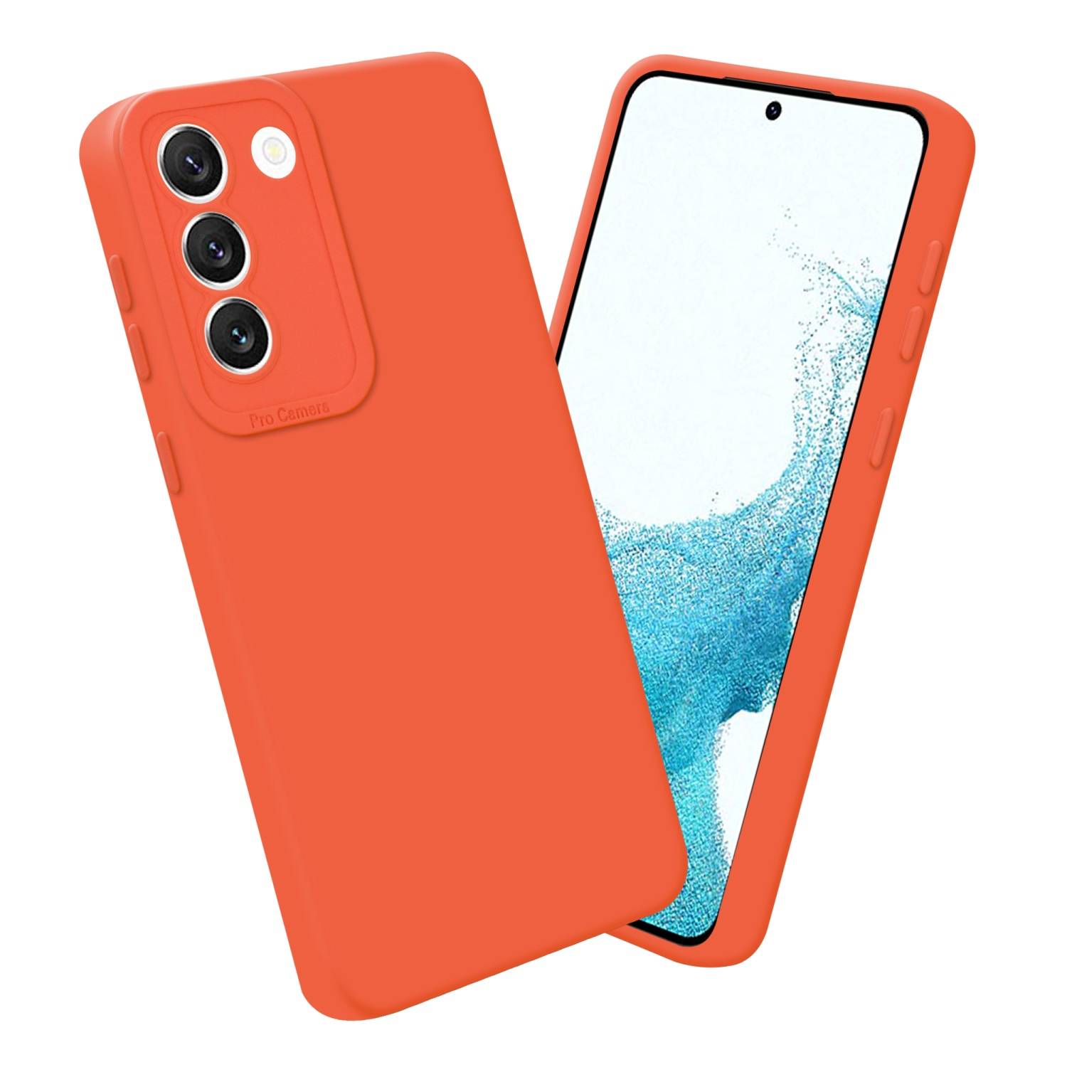 Cadorabo Hülle für Samsung Galaxy S22 Schutz Hülle in Orange TPU Silikon Etui Case Handyhülle