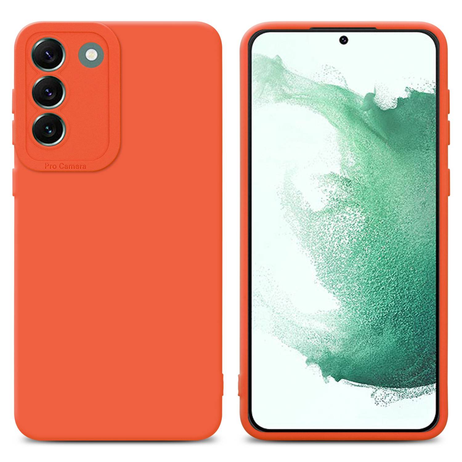 Cadorabo Hülle für Samsung Galaxy S22 PLUS Schutz Hülle in Orange TPU Silikon Etui Case Handyhülle