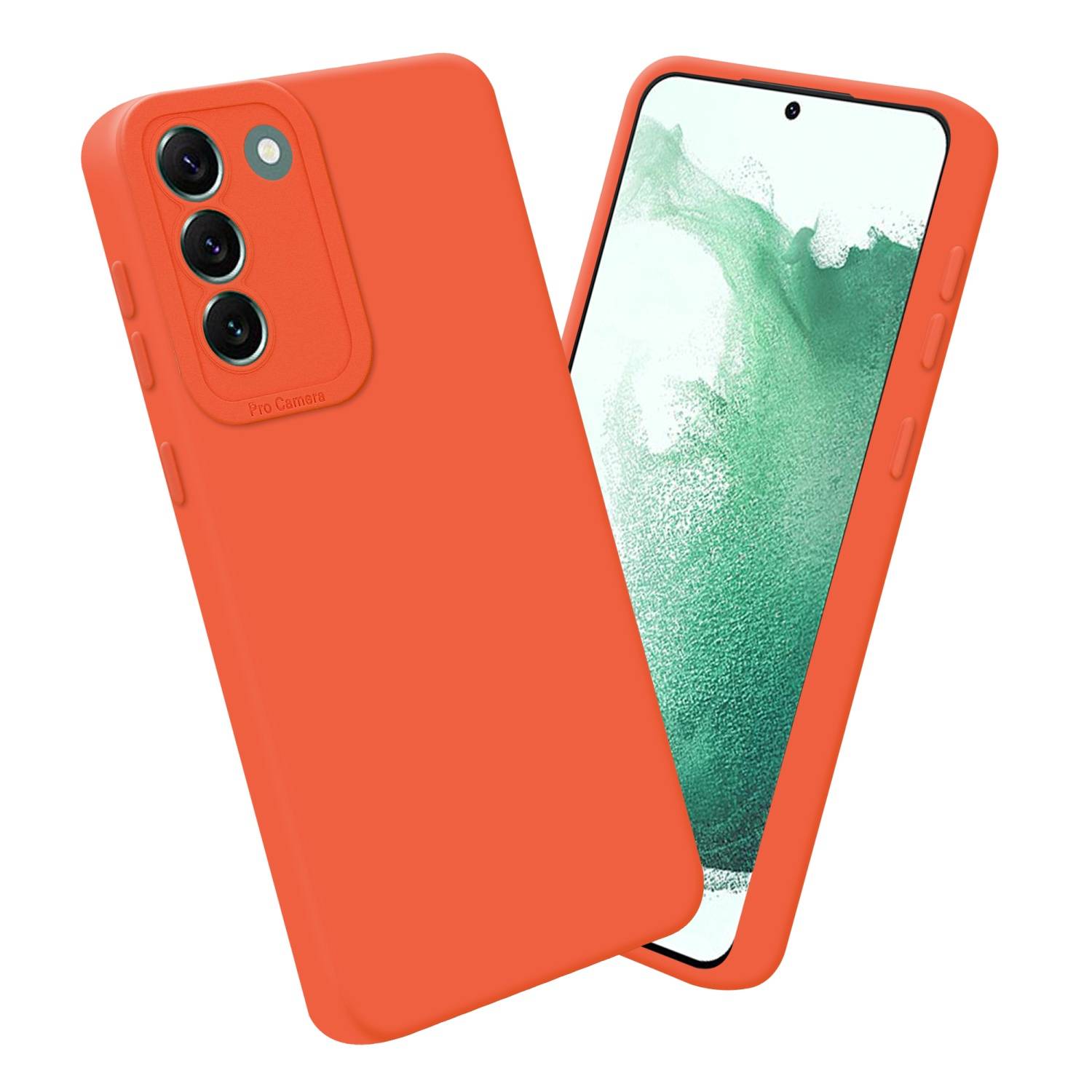 Cadorabo Hülle für Samsung Galaxy S22 PLUS Schutz Hülle in Orange TPU Silikon Etui Case Handyhülle