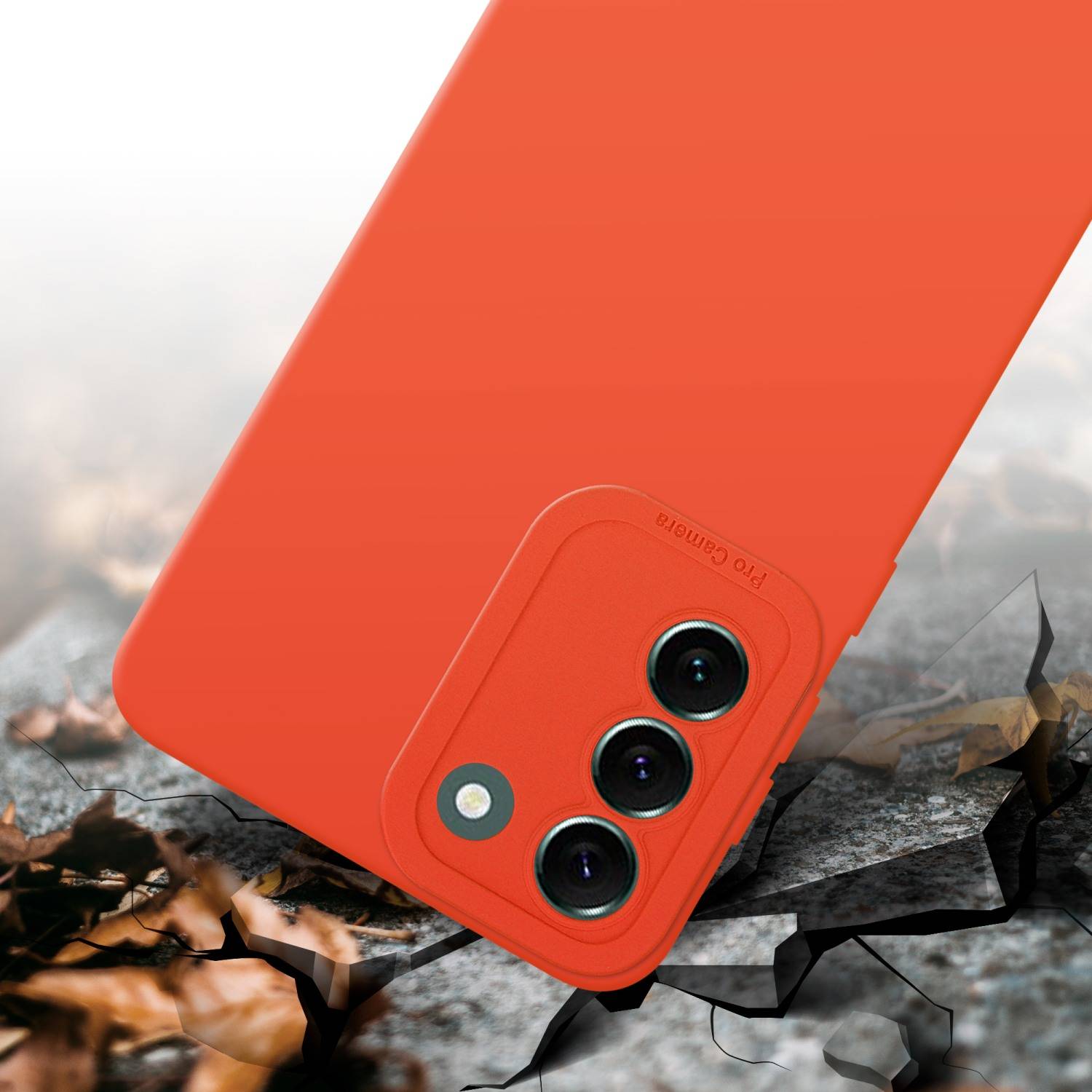 Cadorabo Hülle für Samsung Galaxy S22 PLUS Schutz Hülle in Orange TPU Silikon Etui Case Handyhülle