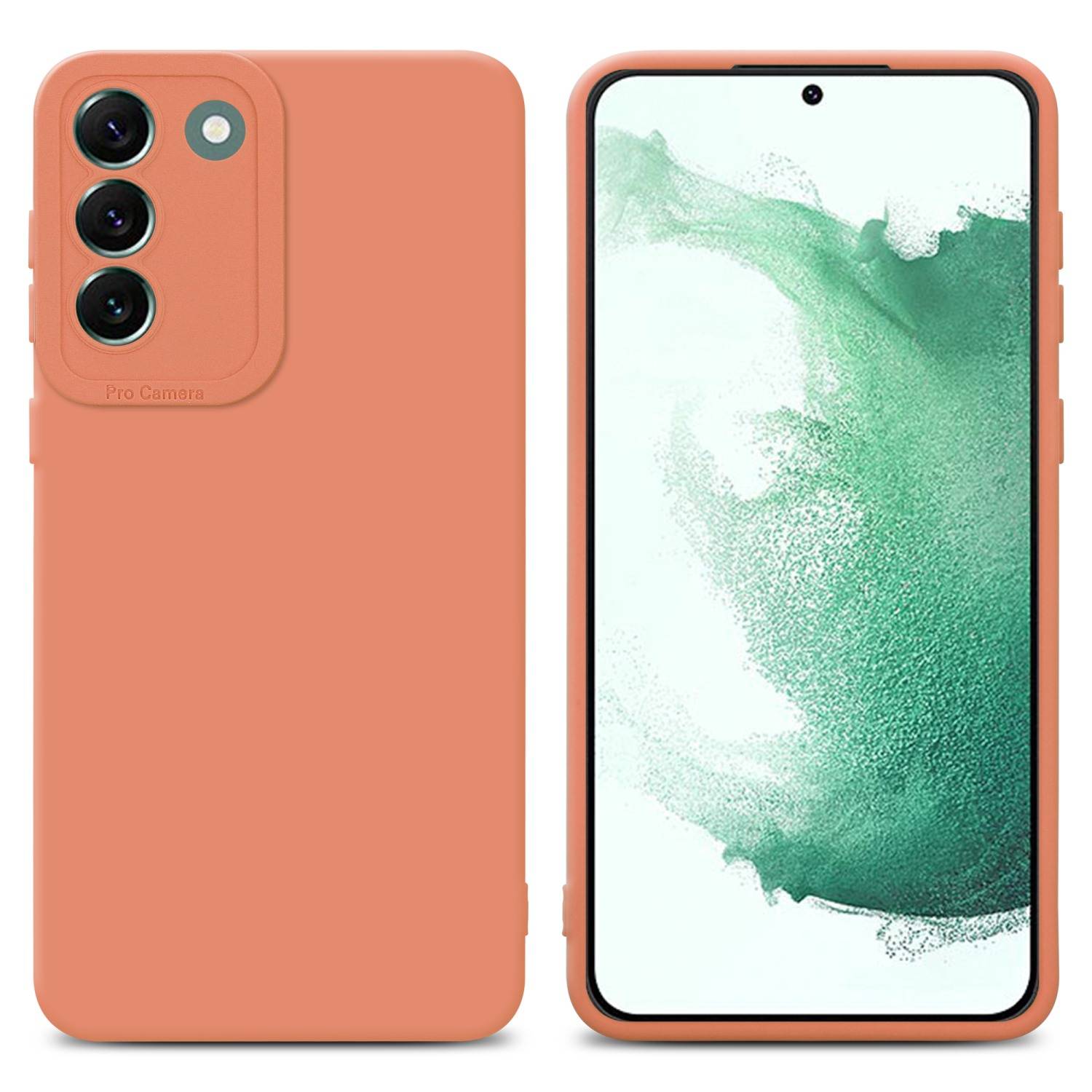 Cadorabo Hülle für Samsung Galaxy S22 PLUS Schutz Hülle in Orange TPU Silikon Etui Case Handyhülle