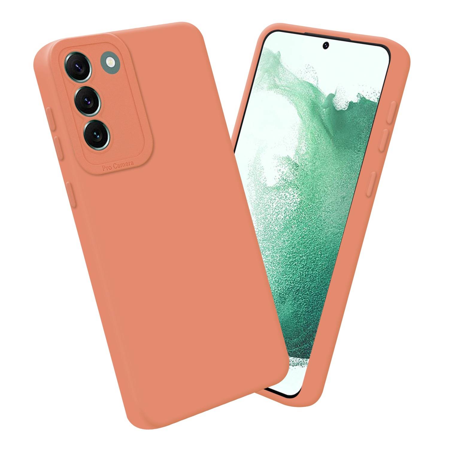 Cadorabo Hülle für Samsung Galaxy S22 PLUS Schutz Hülle in Orange TPU Silikon Etui Case Handyhülle