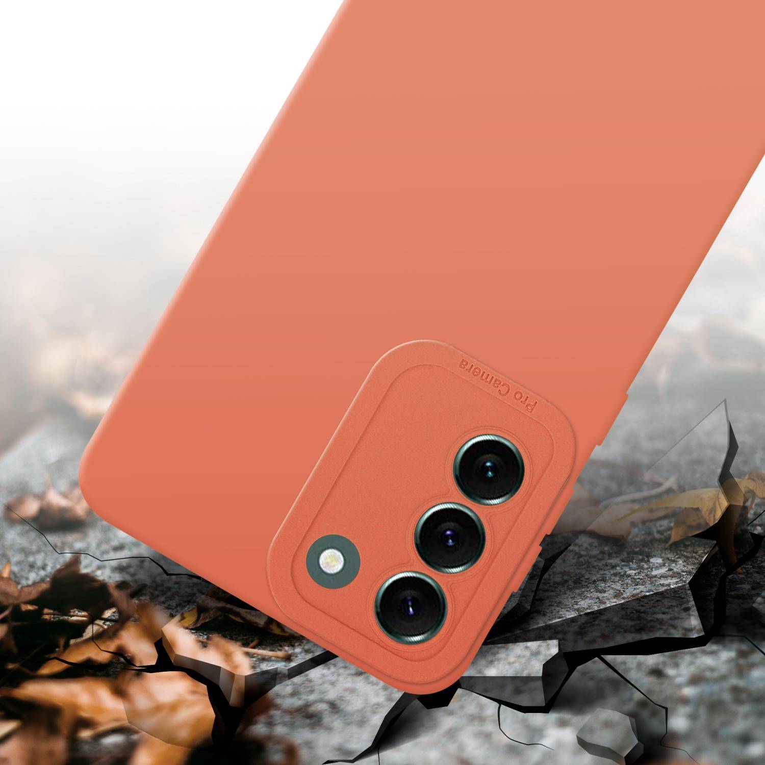 Cadorabo Hülle für Samsung Galaxy S22 PLUS Schutz Hülle in Orange TPU Silikon Etui Case Handyhülle