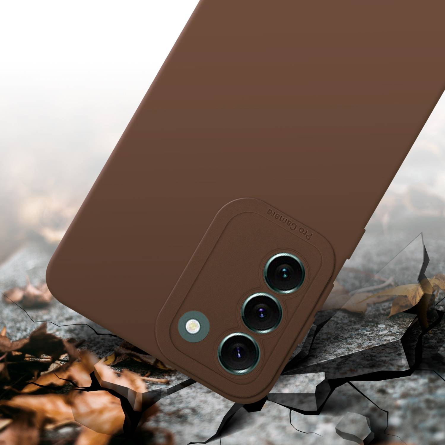 Cadorabo Hülle für Samsung Galaxy S22 PLUS Schutz Hülle in Braun TPU Silikon Etui Case Handyhülle