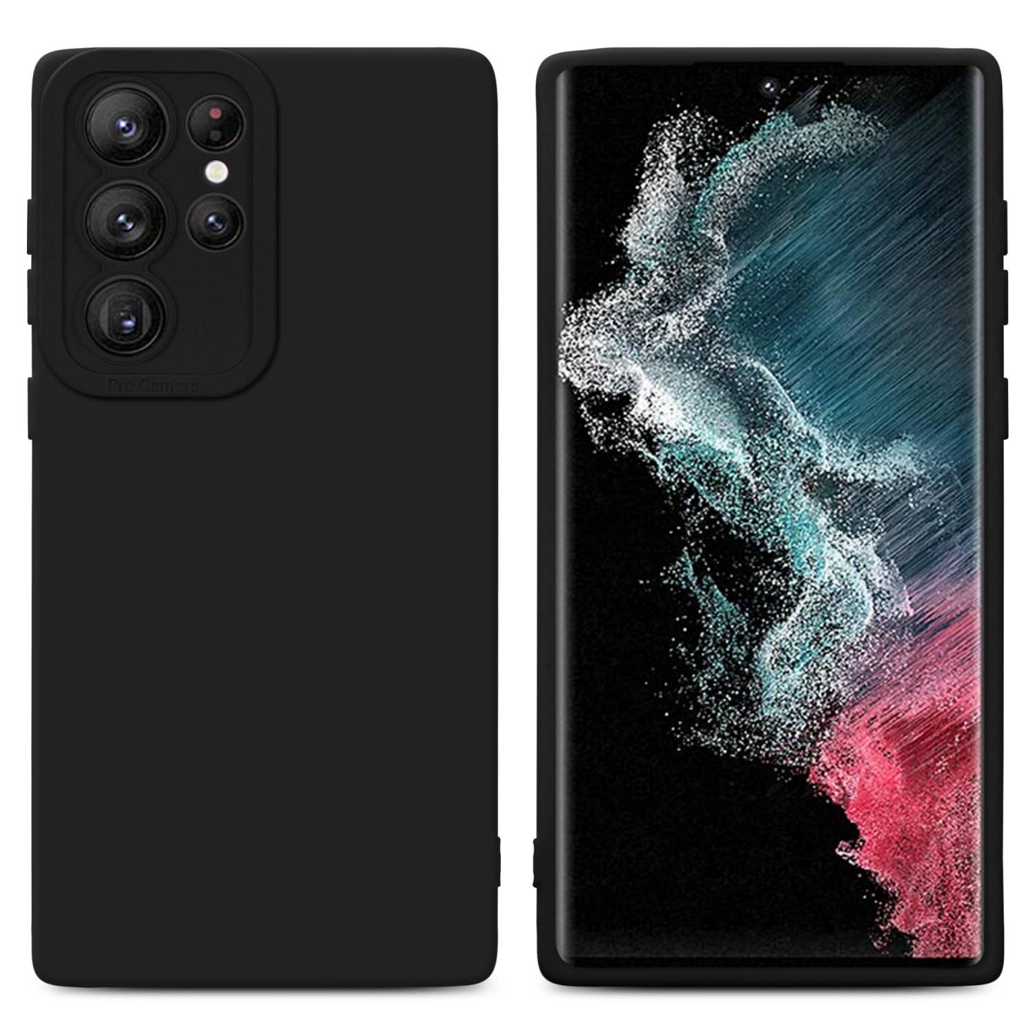 Cadorabo Hülle für Samsung Galaxy S22 ULTRA Schutz Hülle in Schwarz TPU Silikon Etui Case Handyhülle
