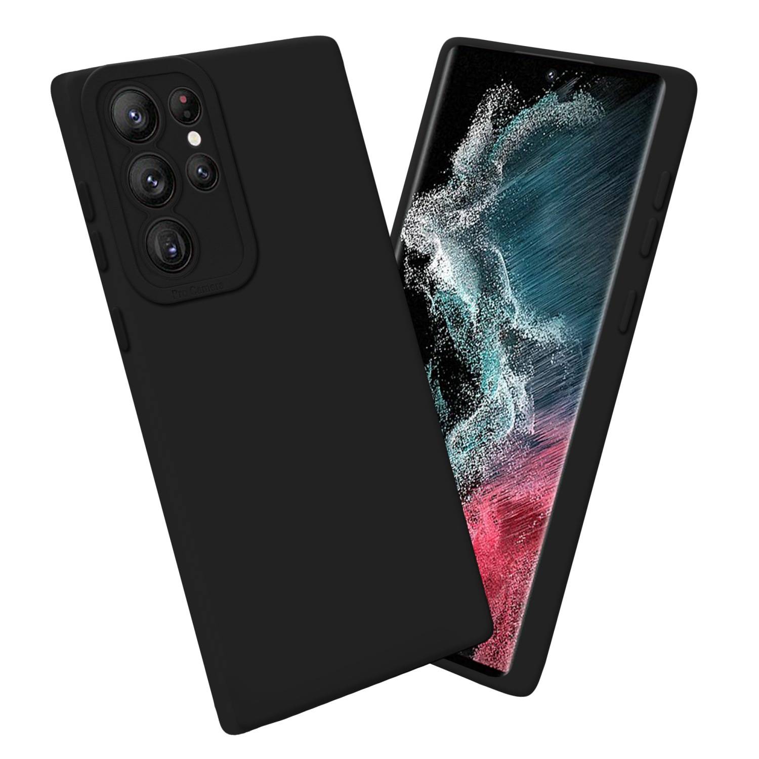Cadorabo Hülle für Samsung Galaxy S22 ULTRA Schutz Hülle in Schwarz TPU Silikon Etui Case Handyhülle
