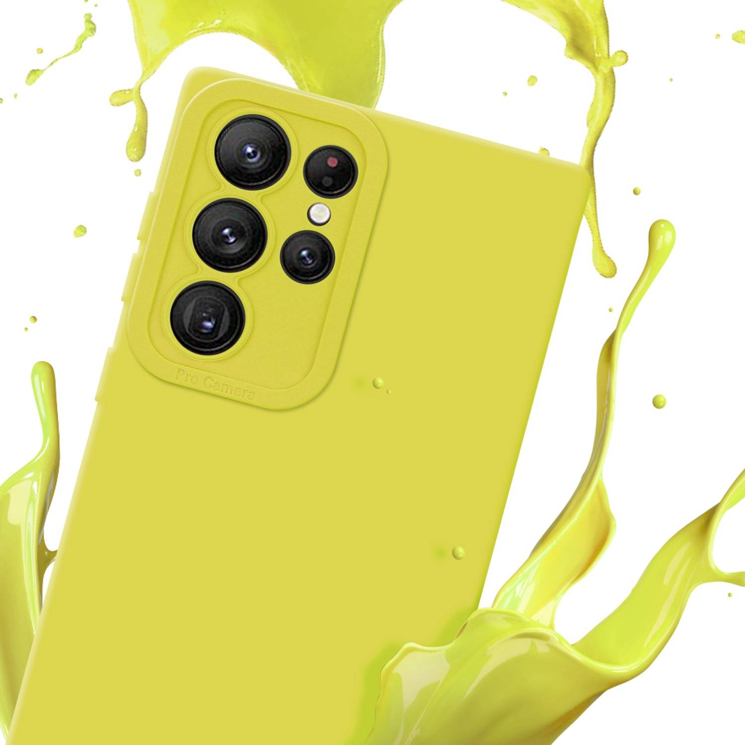 Cadorabo Hülle für Samsung Galaxy S22 ULTRA Schutz Hülle in Gelb TPU Silikon Etui Case Handyhülle