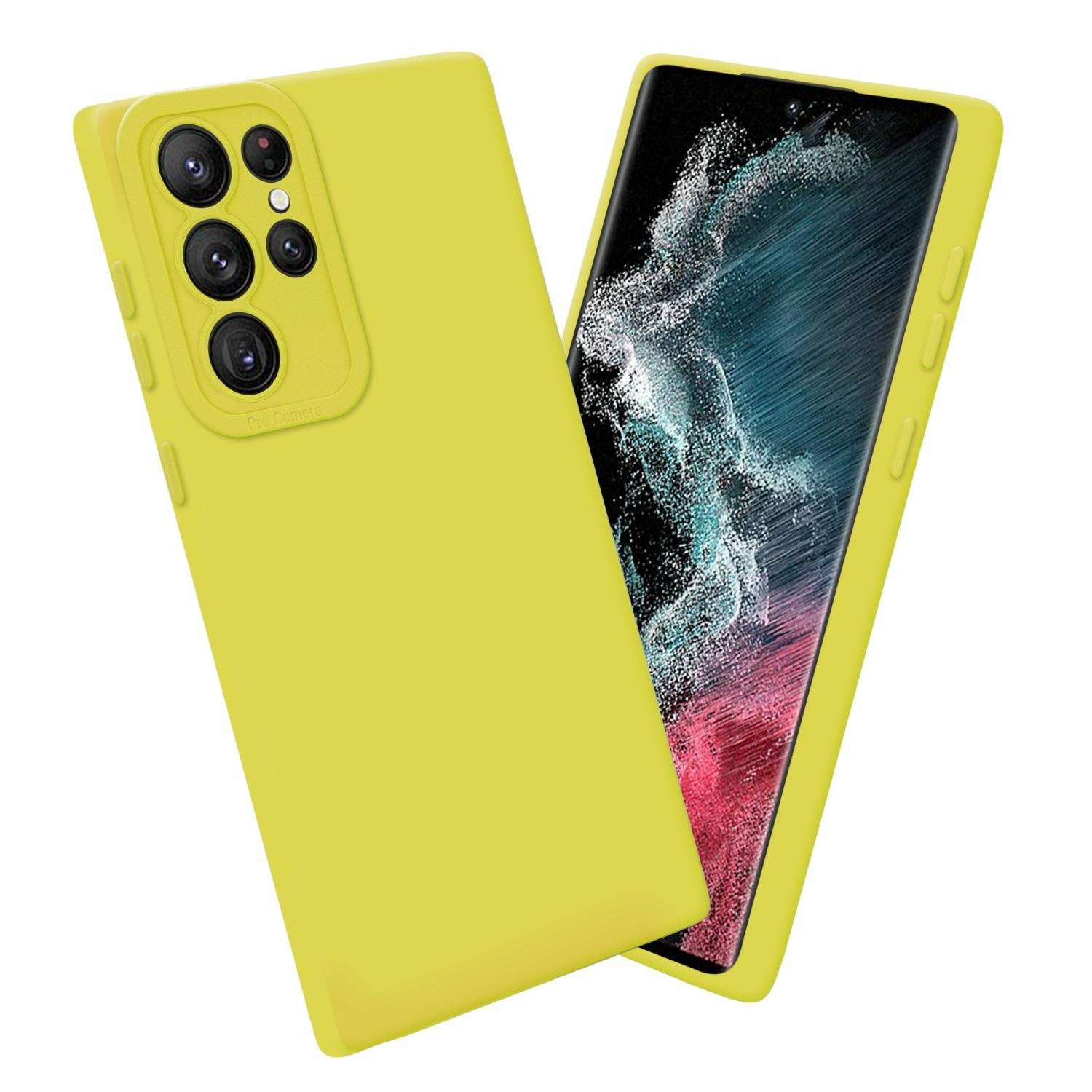 Cadorabo Hülle für Samsung Galaxy S22 ULTRA Schutz Hülle in Gelb TPU Silikon Etui Case Handyhülle