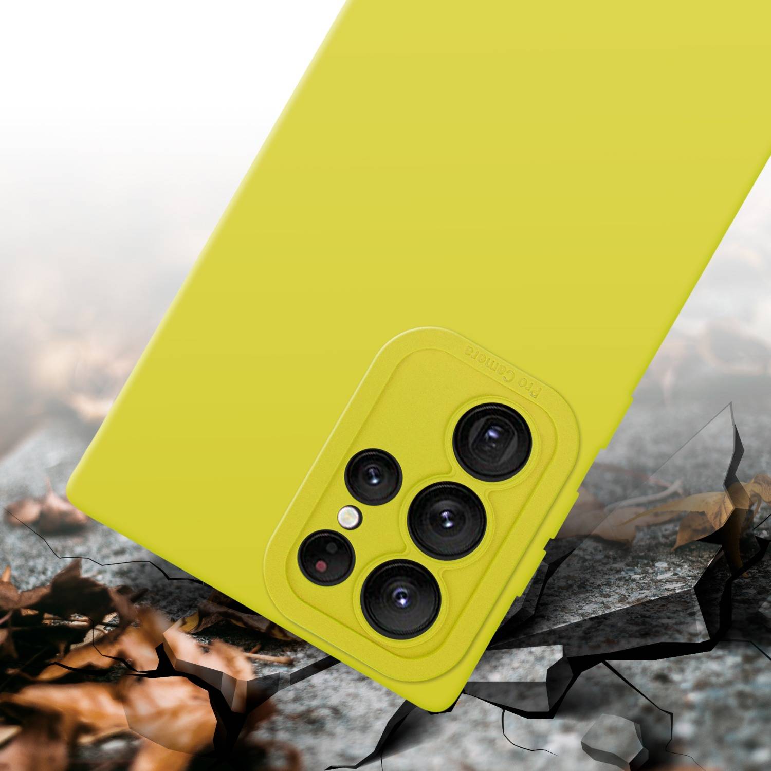 Cadorabo Hülle für Samsung Galaxy S22 ULTRA Schutz Hülle in Gelb TPU Silikon Etui Case Handyhülle