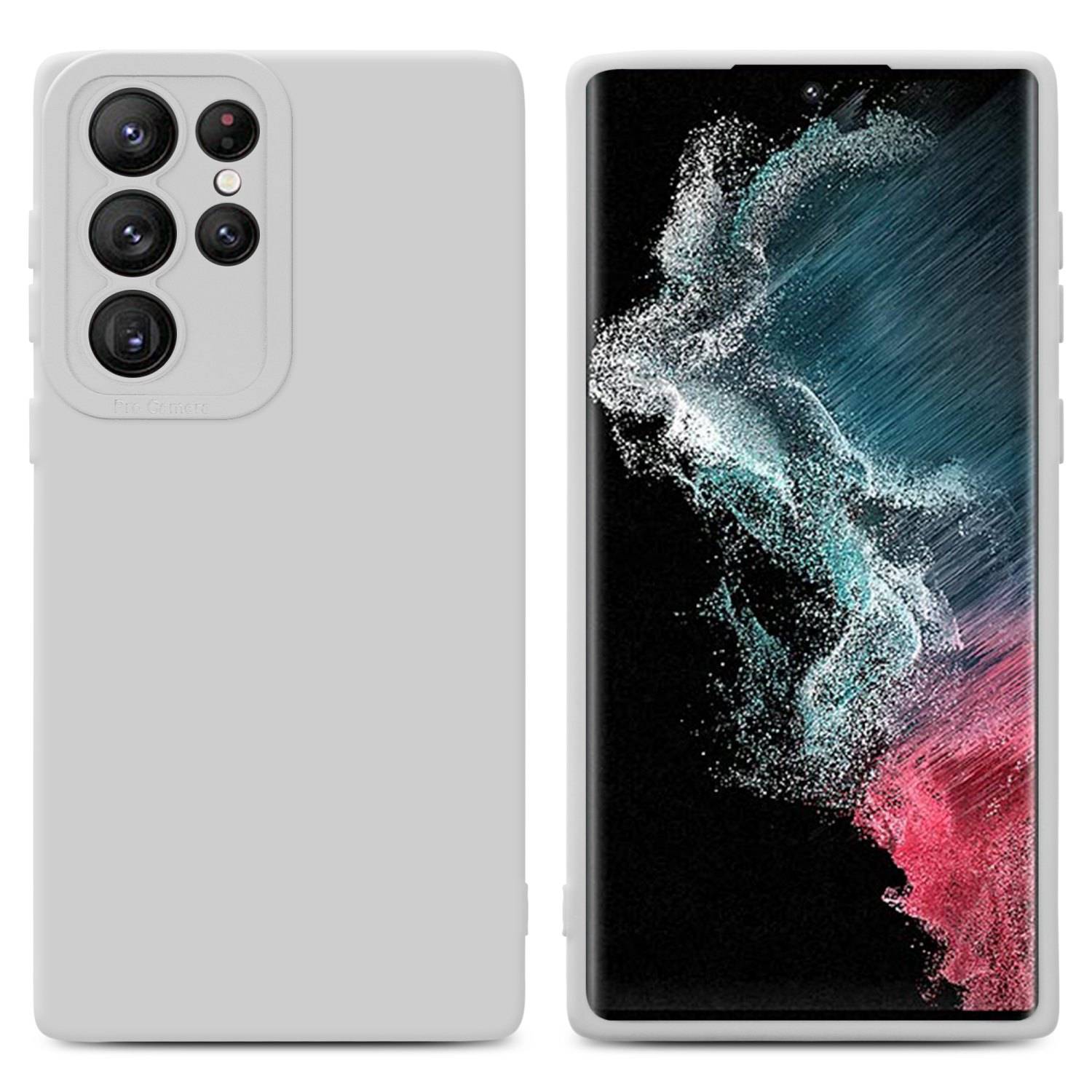 Cadorabo Hülle für Samsung Galaxy S22 ULTRA Schutz Hülle in Weiß TPU Silikon Etui Case Handyhülle