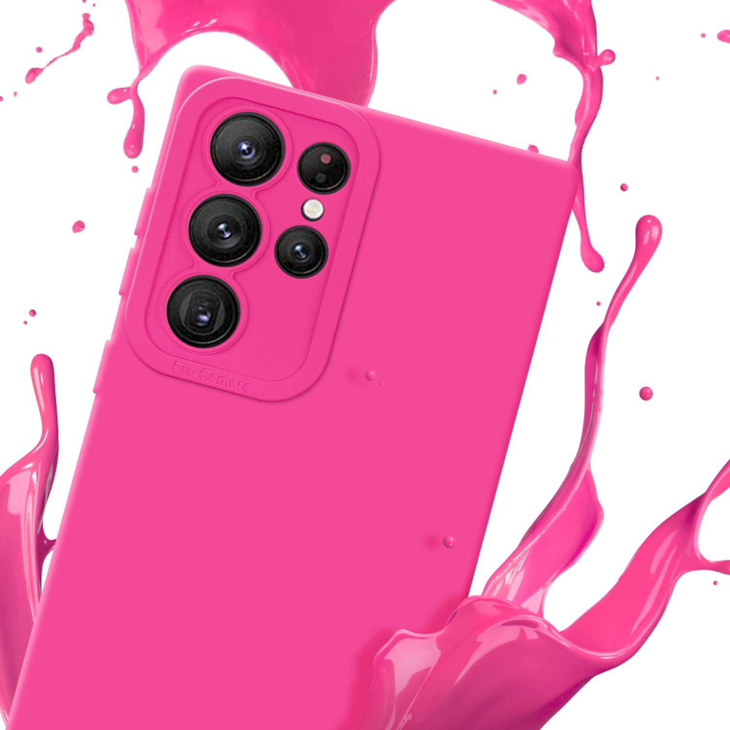 Cadorabo Hülle für Samsung Galaxy S22 ULTRA Schutz Hülle in Pink TPU Silikon Etui Case Handyhülle