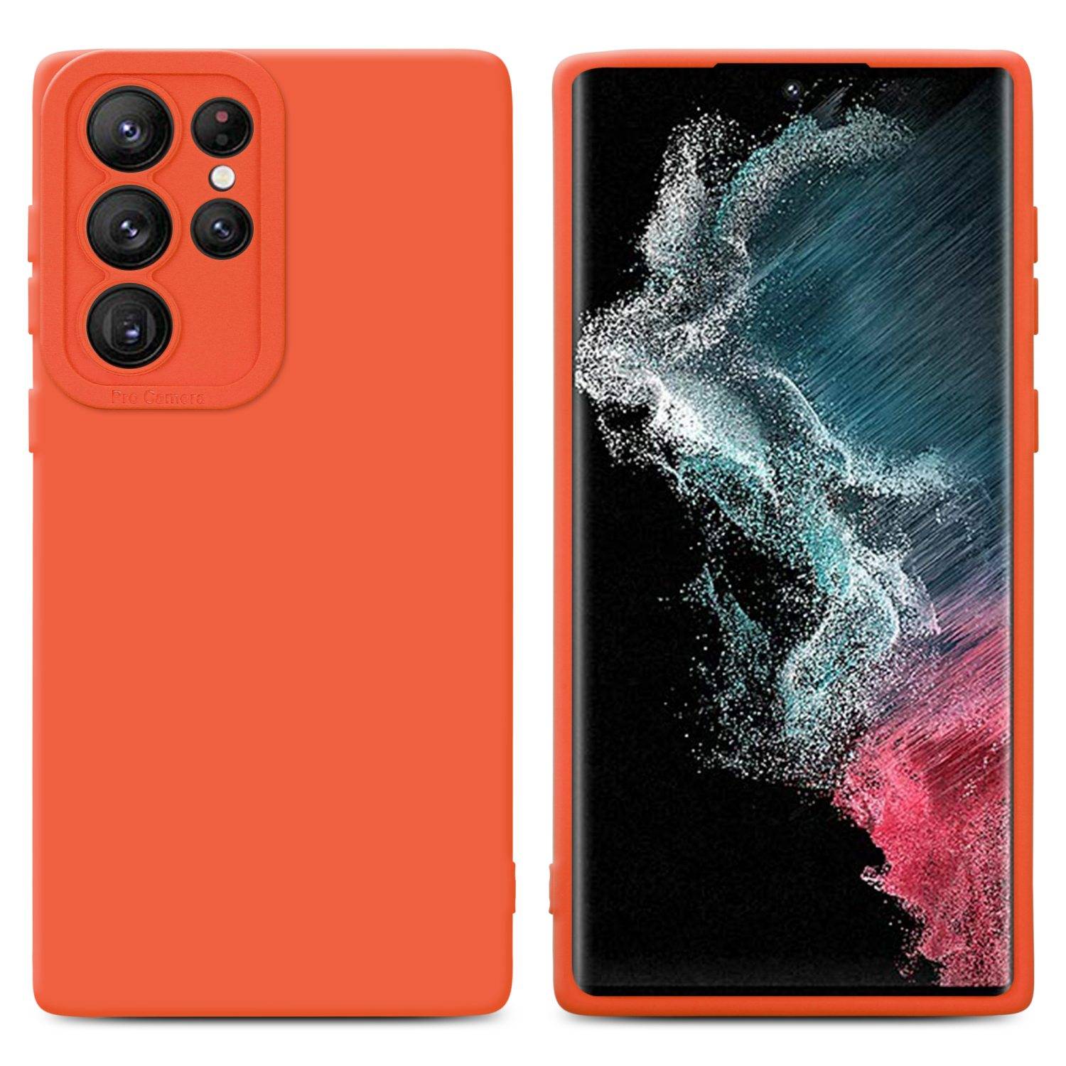 Cadorabo Hülle für Samsung Galaxy S22 ULTRA Schutz Hülle in Orange TPU Silikon Etui Case Handyhülle