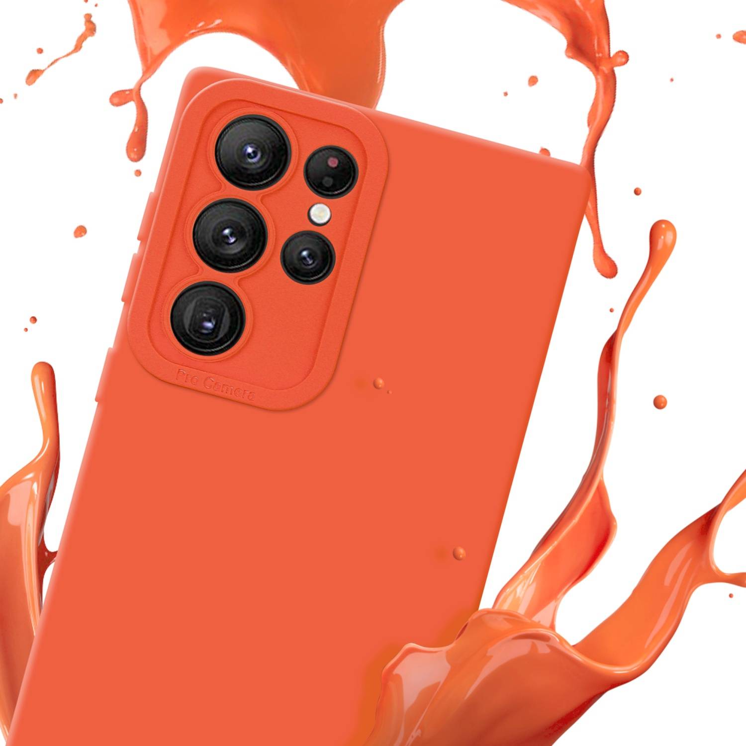 Cadorabo Hülle für Samsung Galaxy S22 ULTRA Schutz Hülle in Orange TPU Silikon Etui Case Handyhülle