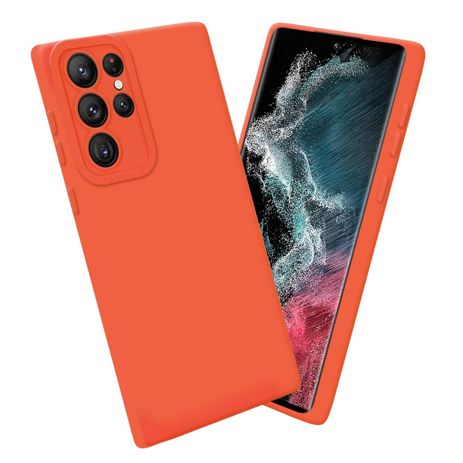 Cadorabo Hülle für Samsung Galaxy S22 ULTRA Schutz Hülle in Orange TPU Silikon Etui Case Handyhülle