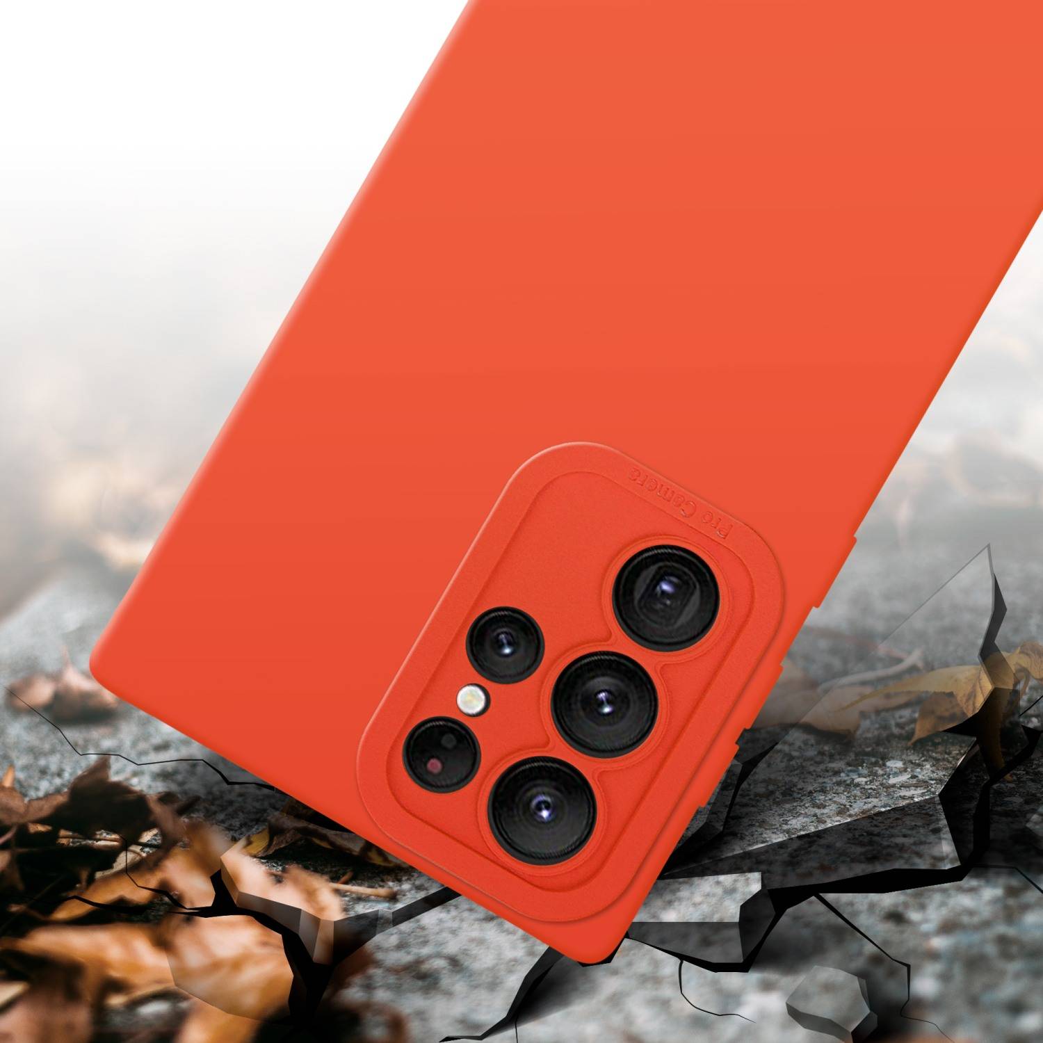 Cadorabo Hülle für Samsung Galaxy S22 ULTRA Schutz Hülle in Orange TPU Silikon Etui Case Handyhülle