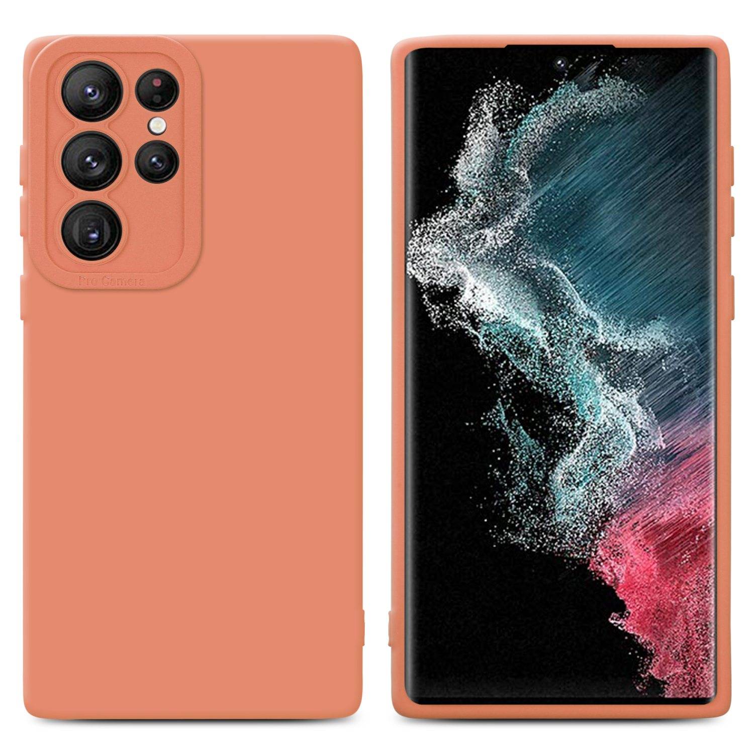 Cadorabo Hülle für Samsung Galaxy S22 ULTRA Schutz Hülle in Orange TPU Silikon Etui Case Handyhülle