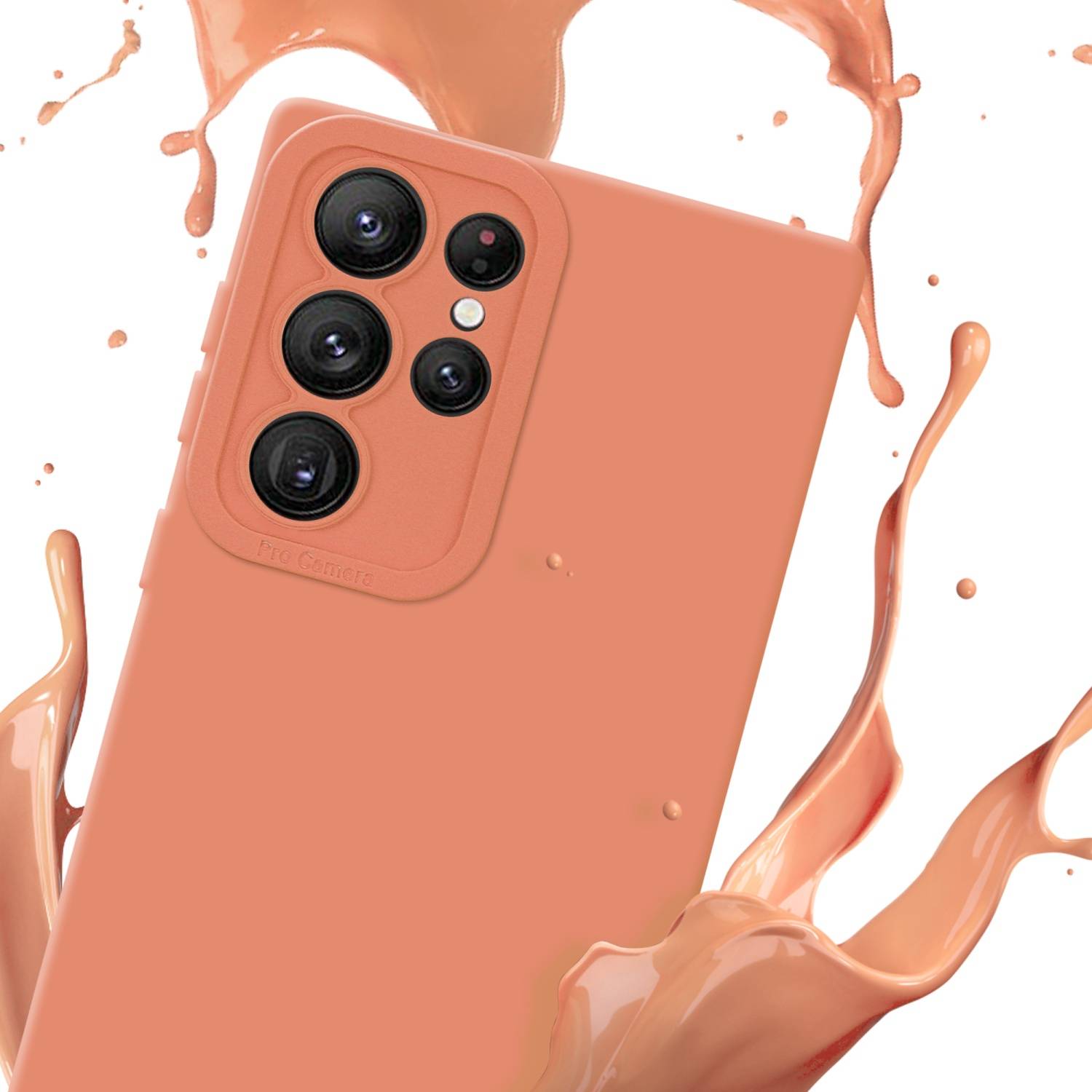 Cadorabo Hülle für Samsung Galaxy S22 ULTRA Schutz Hülle in Orange TPU Silikon Etui Case Handyhülle