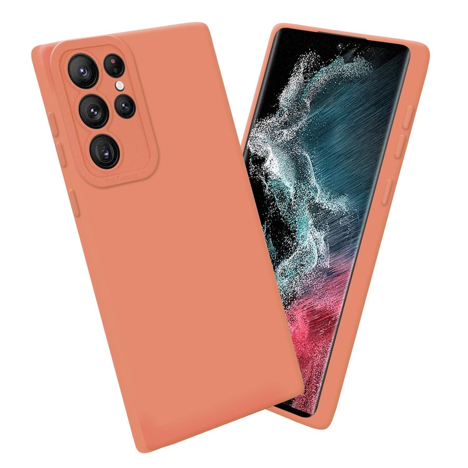 Cadorabo Hülle für Samsung Galaxy S22 ULTRA Schutz Hülle in Orange TPU Silikon Etui Case Handyhülle