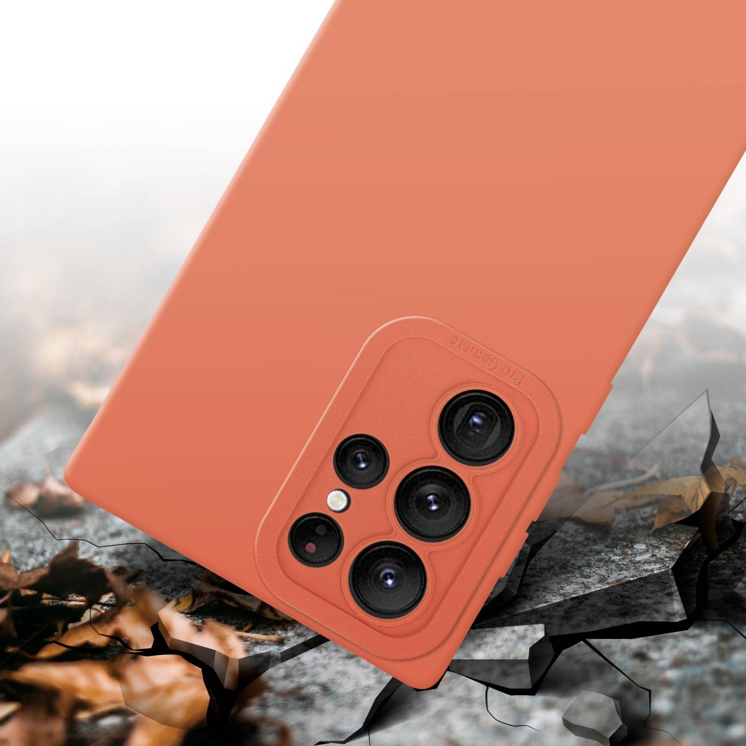 Cadorabo Hülle für Samsung Galaxy S22 ULTRA Schutz Hülle in Orange TPU Silikon Etui Case Handyhülle