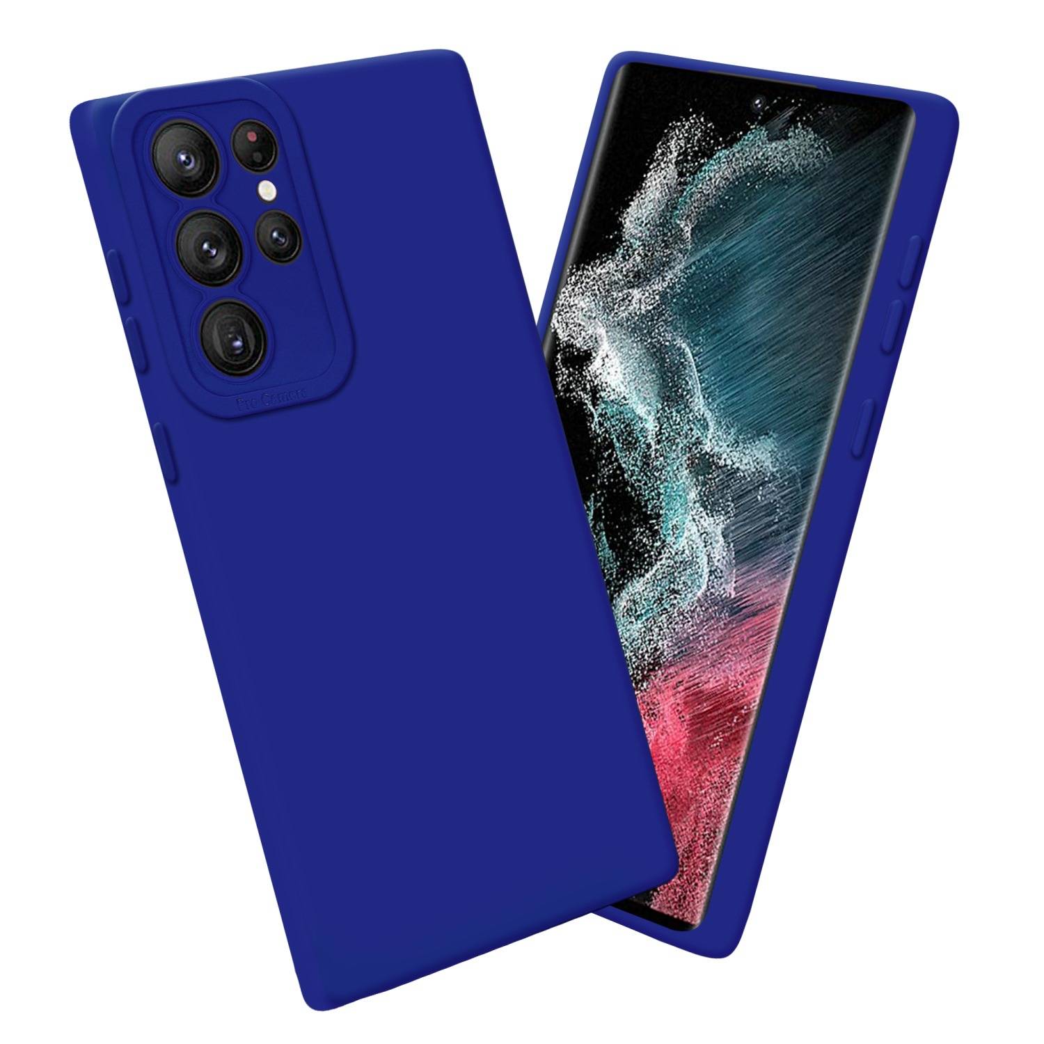Cadorabo Hülle für Samsung Galaxy S22 ULTRA Schutz Hülle in Blau TPU Silikon Etui Case Handyhülle