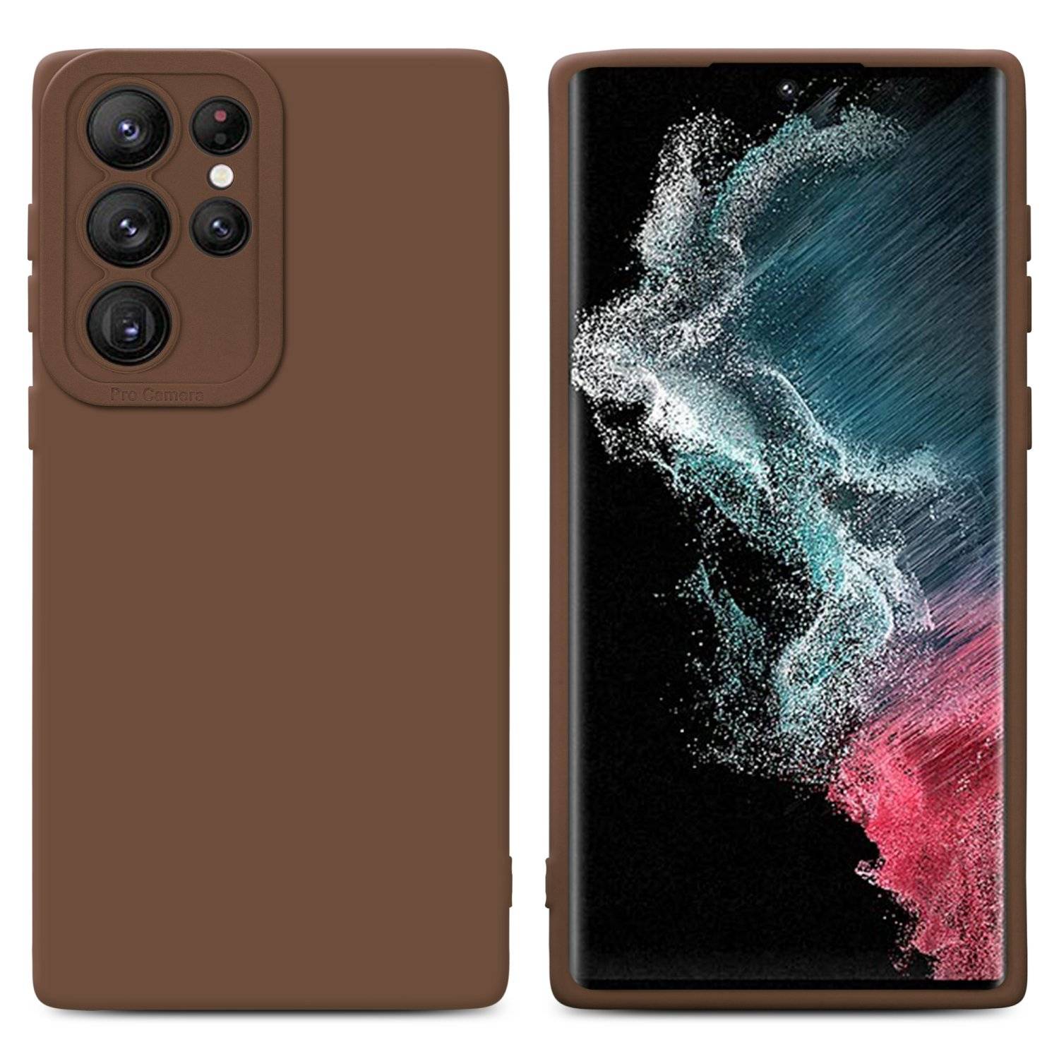 Cadorabo Hülle für Samsung Galaxy S22 ULTRA Schutz Hülle in Braun TPU Silikon Etui Case Handyhülle