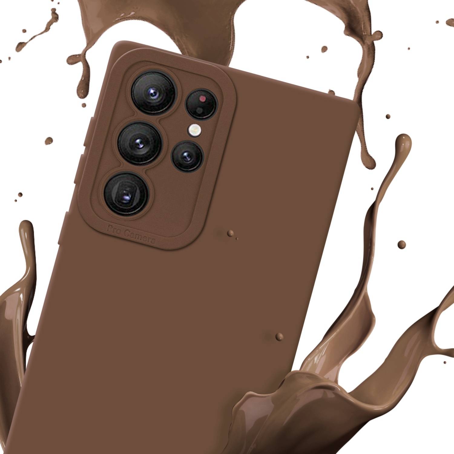Cadorabo Hülle für Samsung Galaxy S22 ULTRA Schutz Hülle in Braun TPU Silikon Etui Case Handyhülle